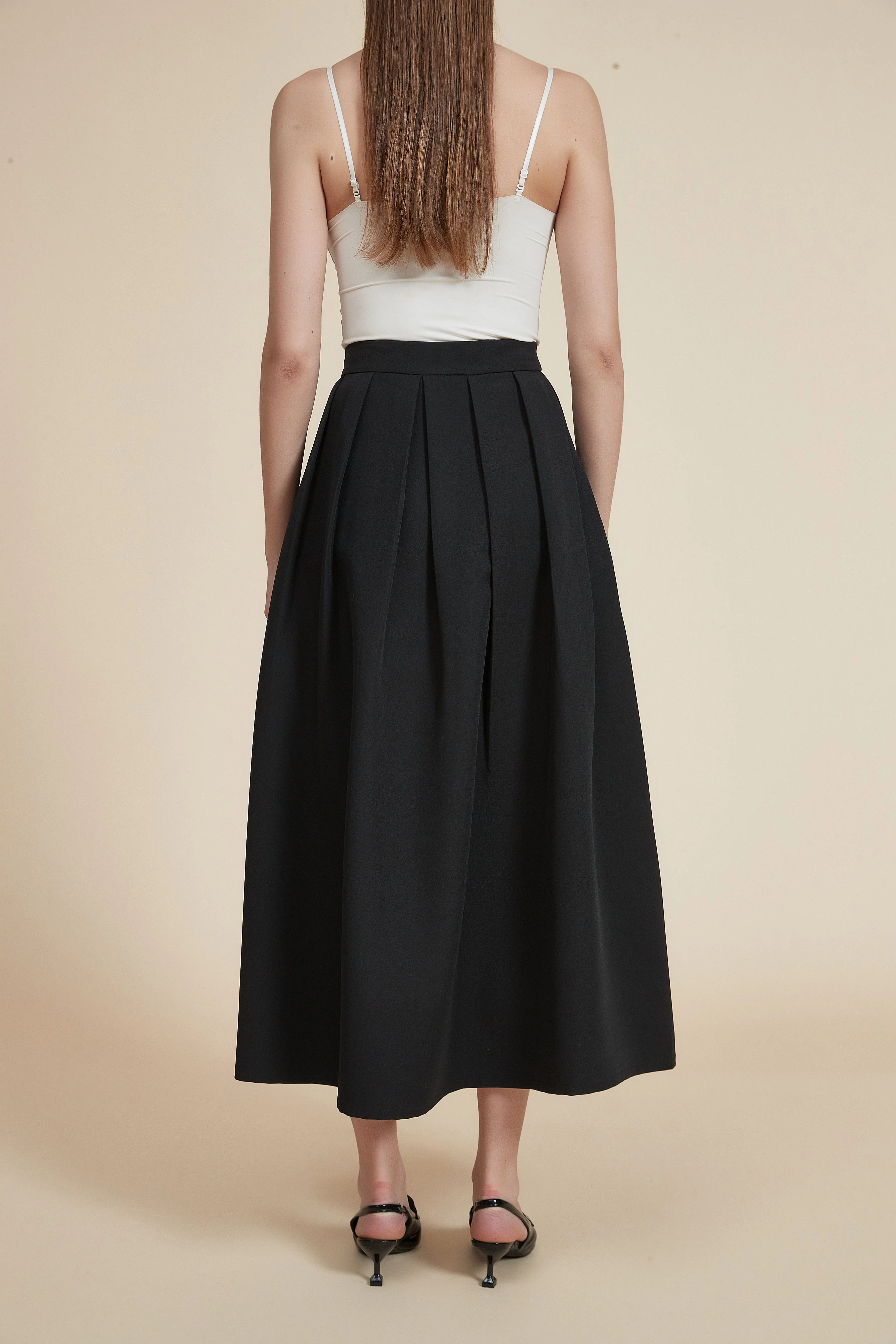 Plain Solid Ruffled Midi Skirt - Image 6