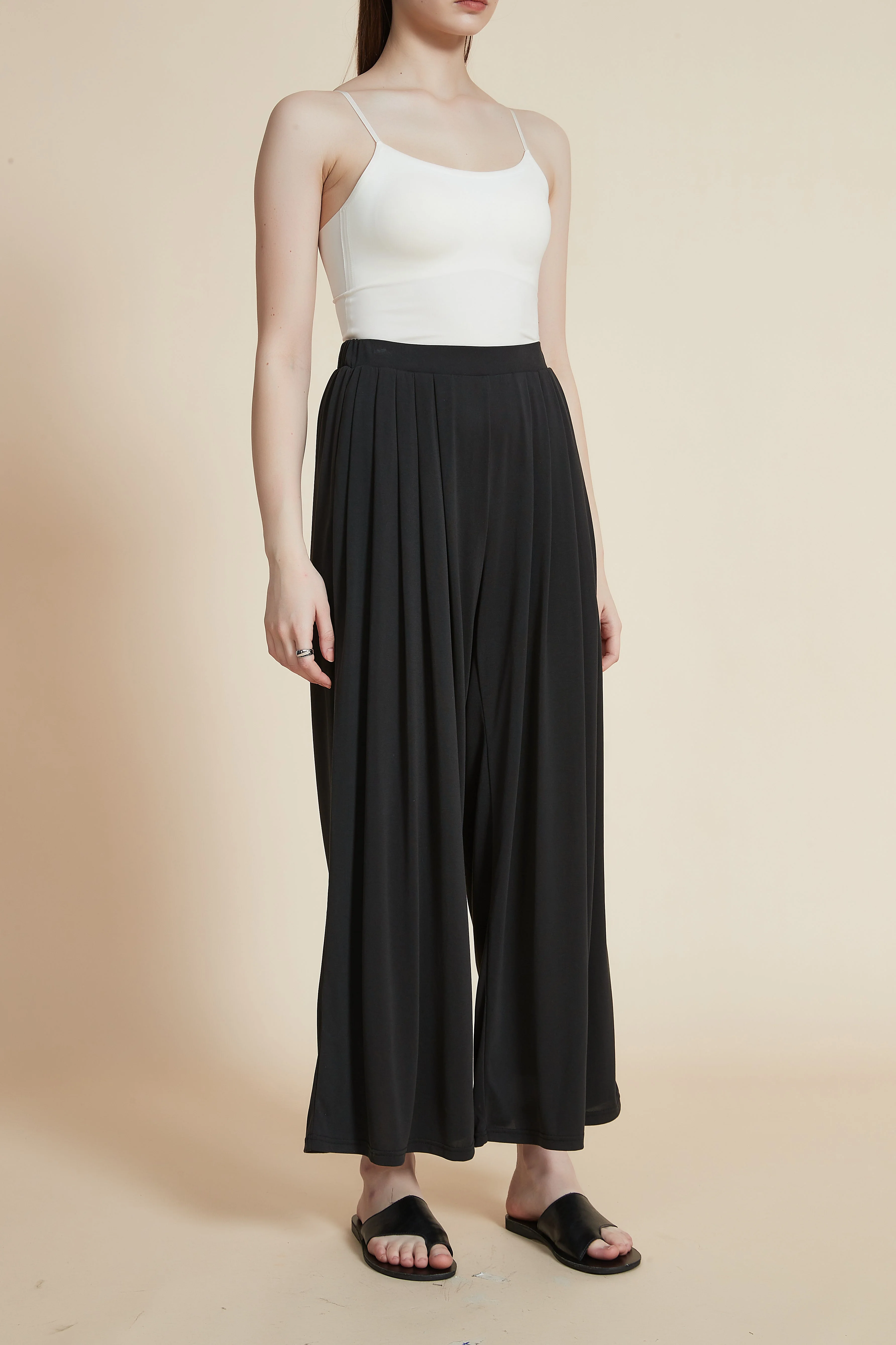 Plain Wide-Leg Solid Ribbed Trousers - Image 10