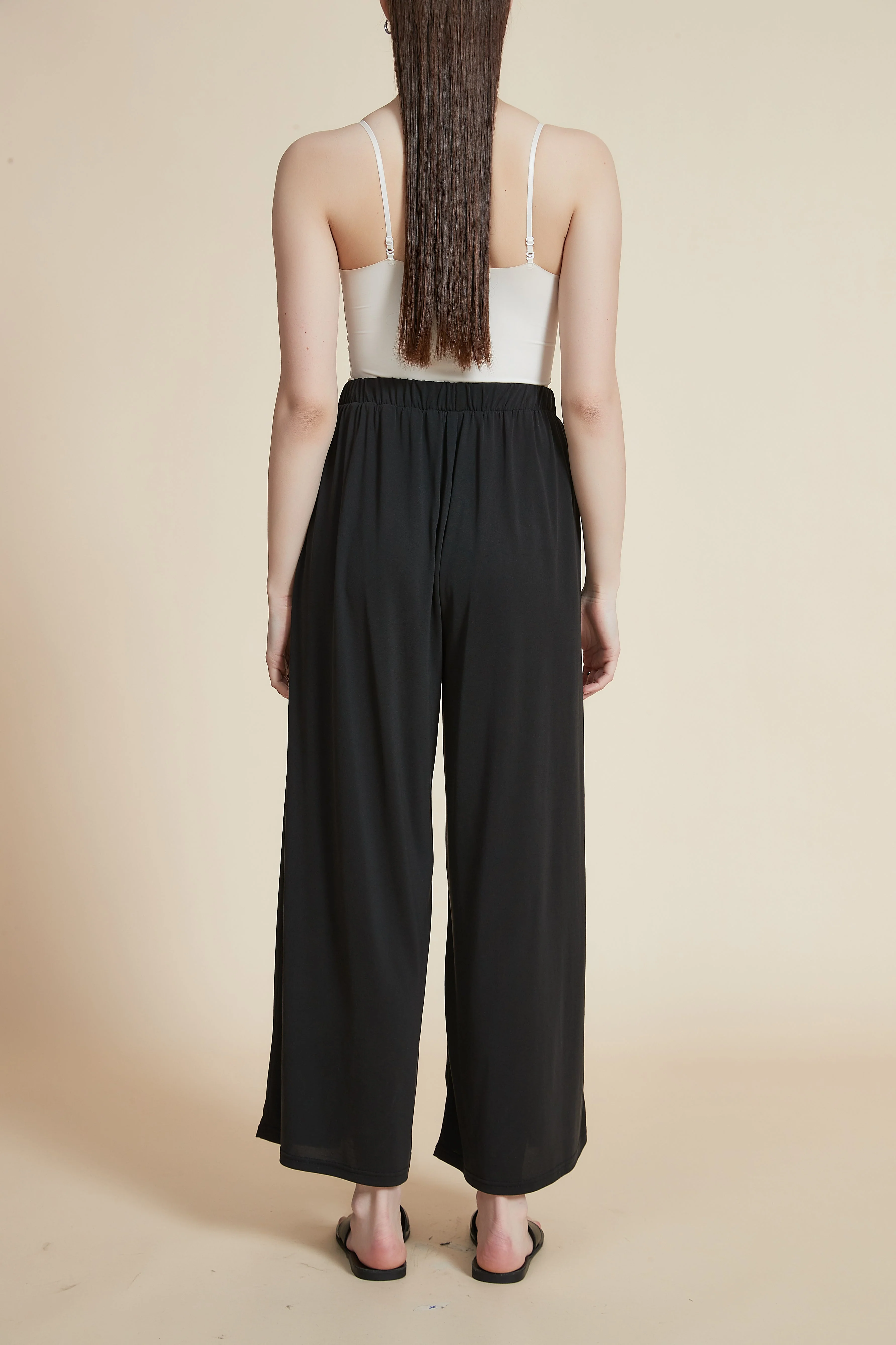 Plain Wide-Leg Solid Ribbed Trousers - Image 11