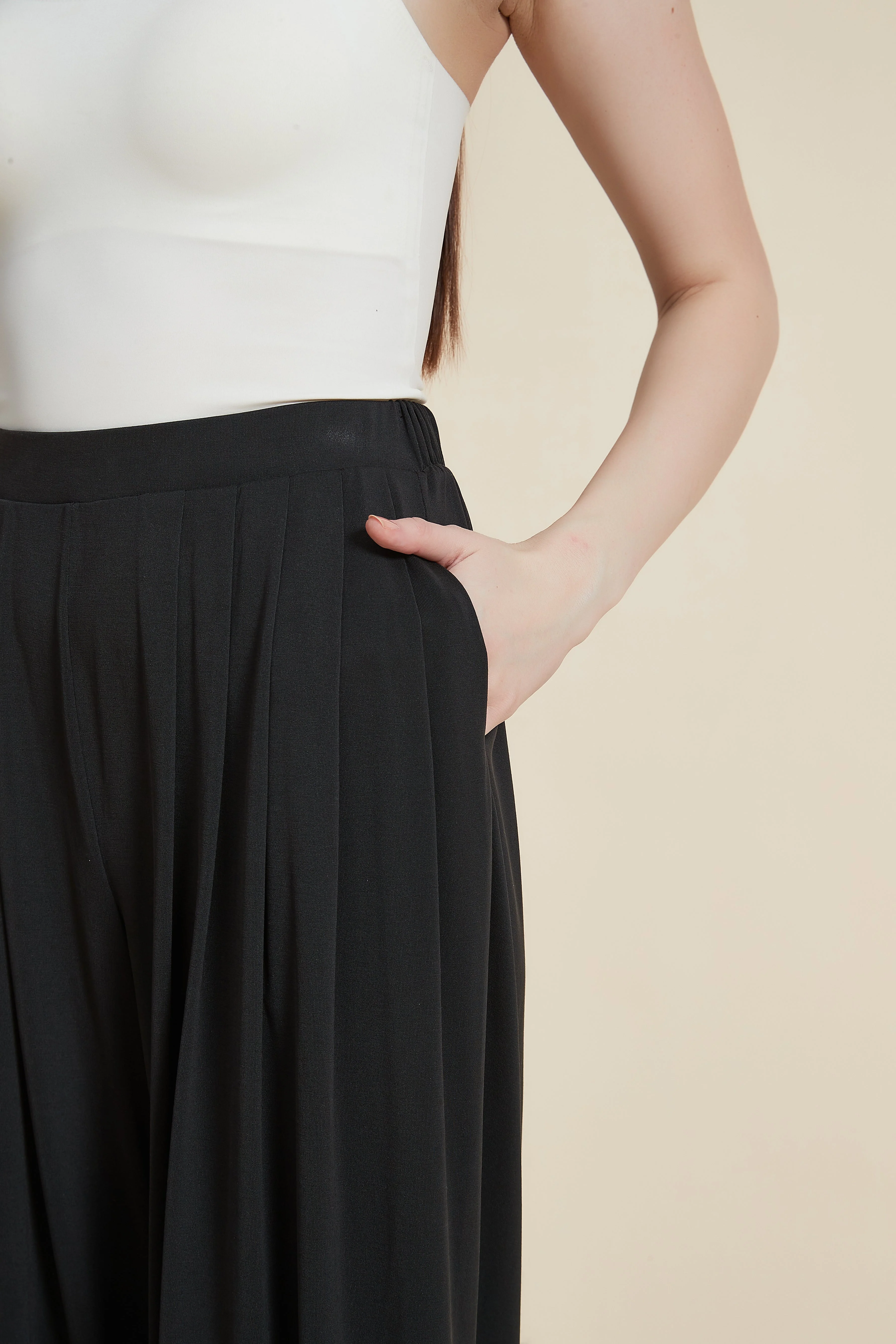 Plain Wide-Leg Solid Ribbed Trousers - Image 12
