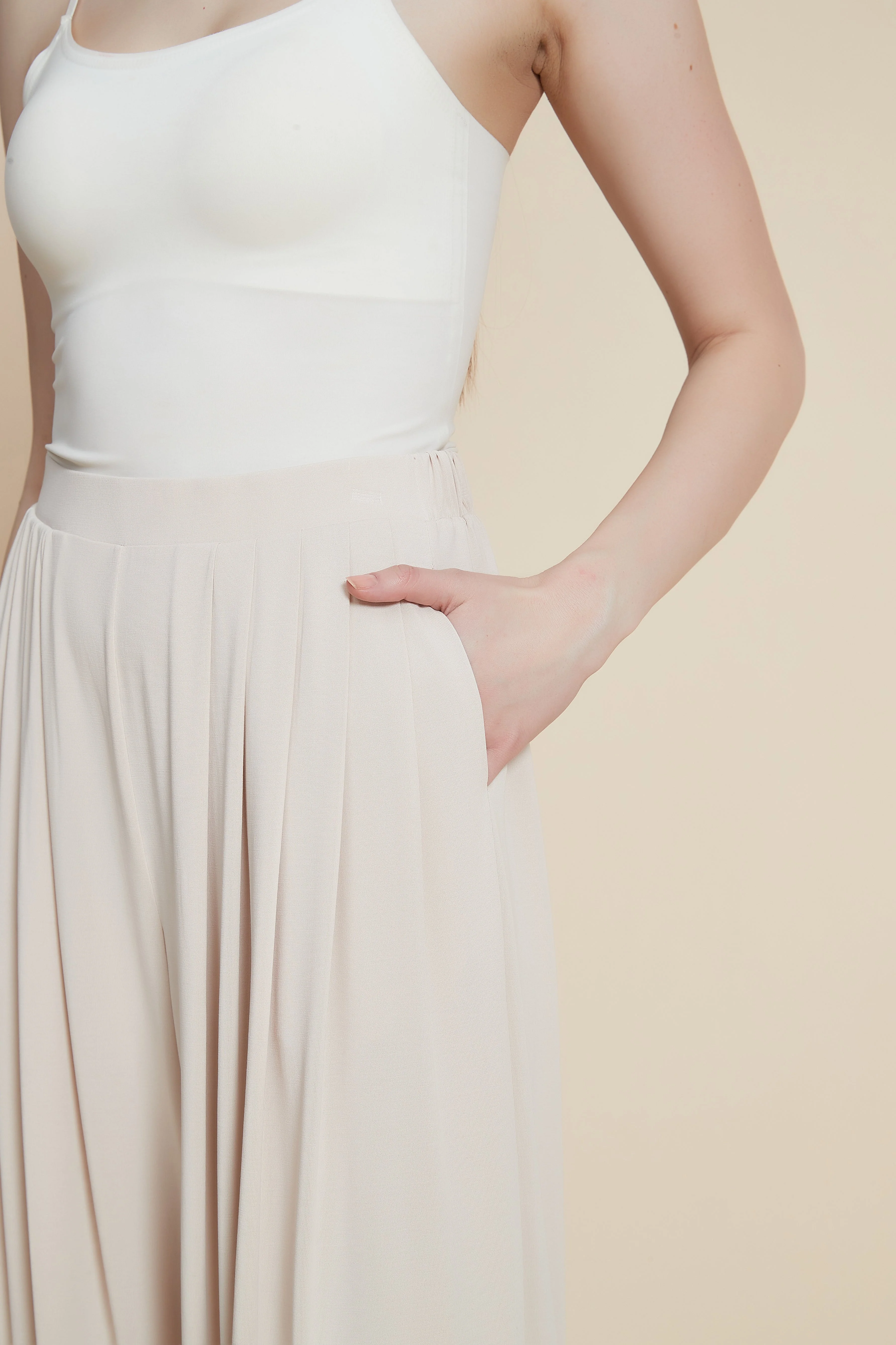 Plain Wide-Leg Solid Ribbed Trousers - Image 4