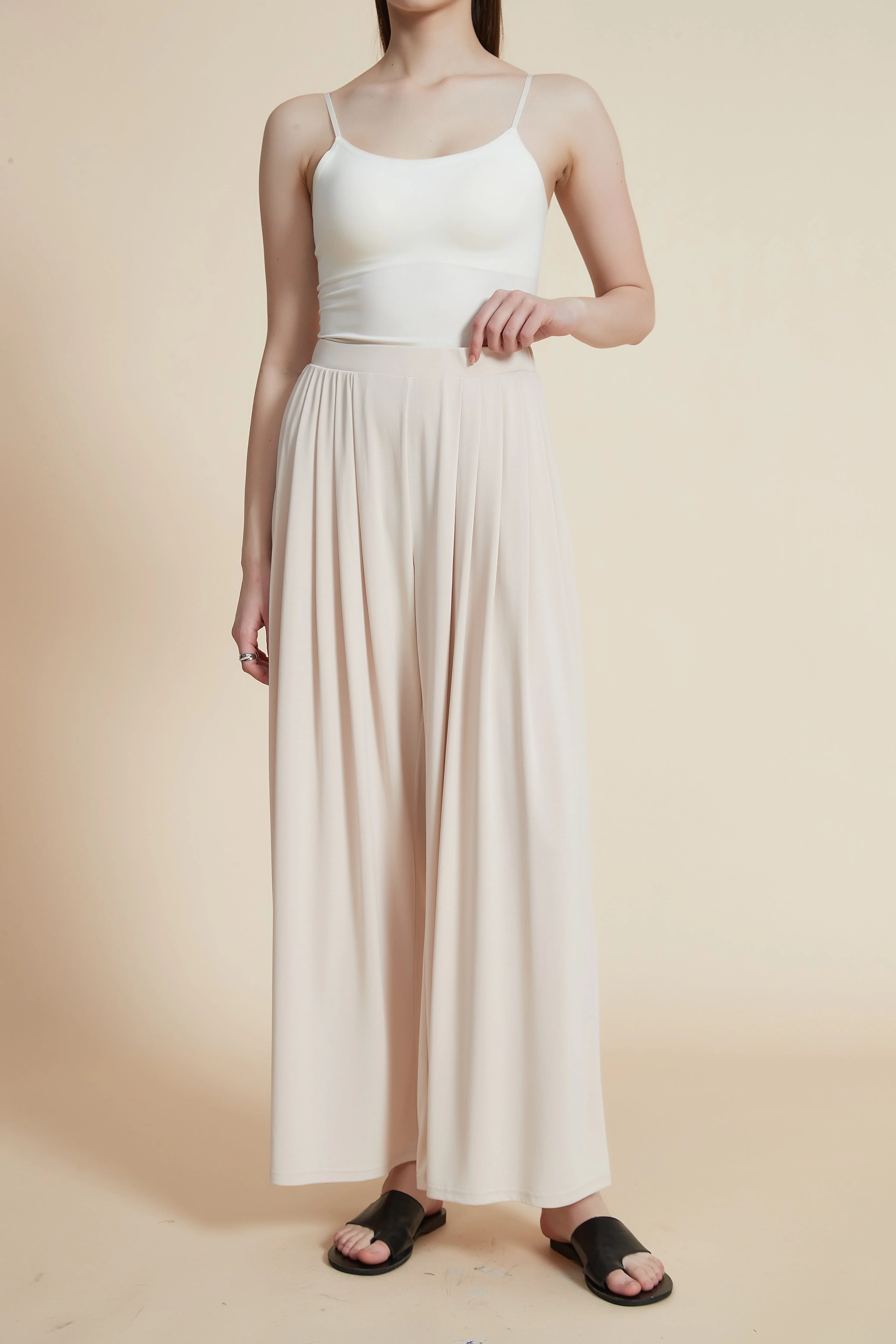 Plain Wide-Leg Solid Ribbed Trousers - Image 5