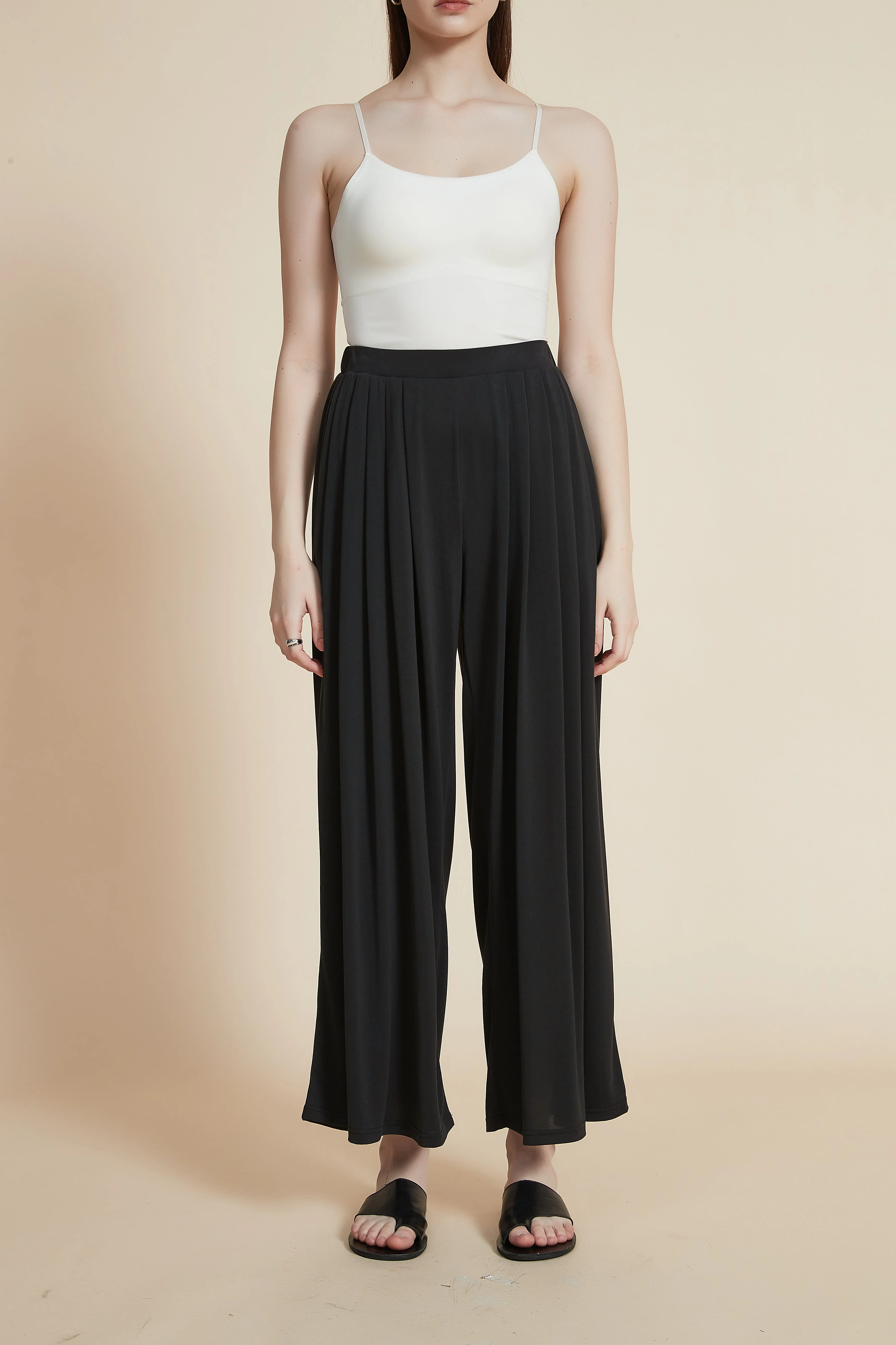 Plain Wide-Leg Solid Ribbed Trousers - Image 8