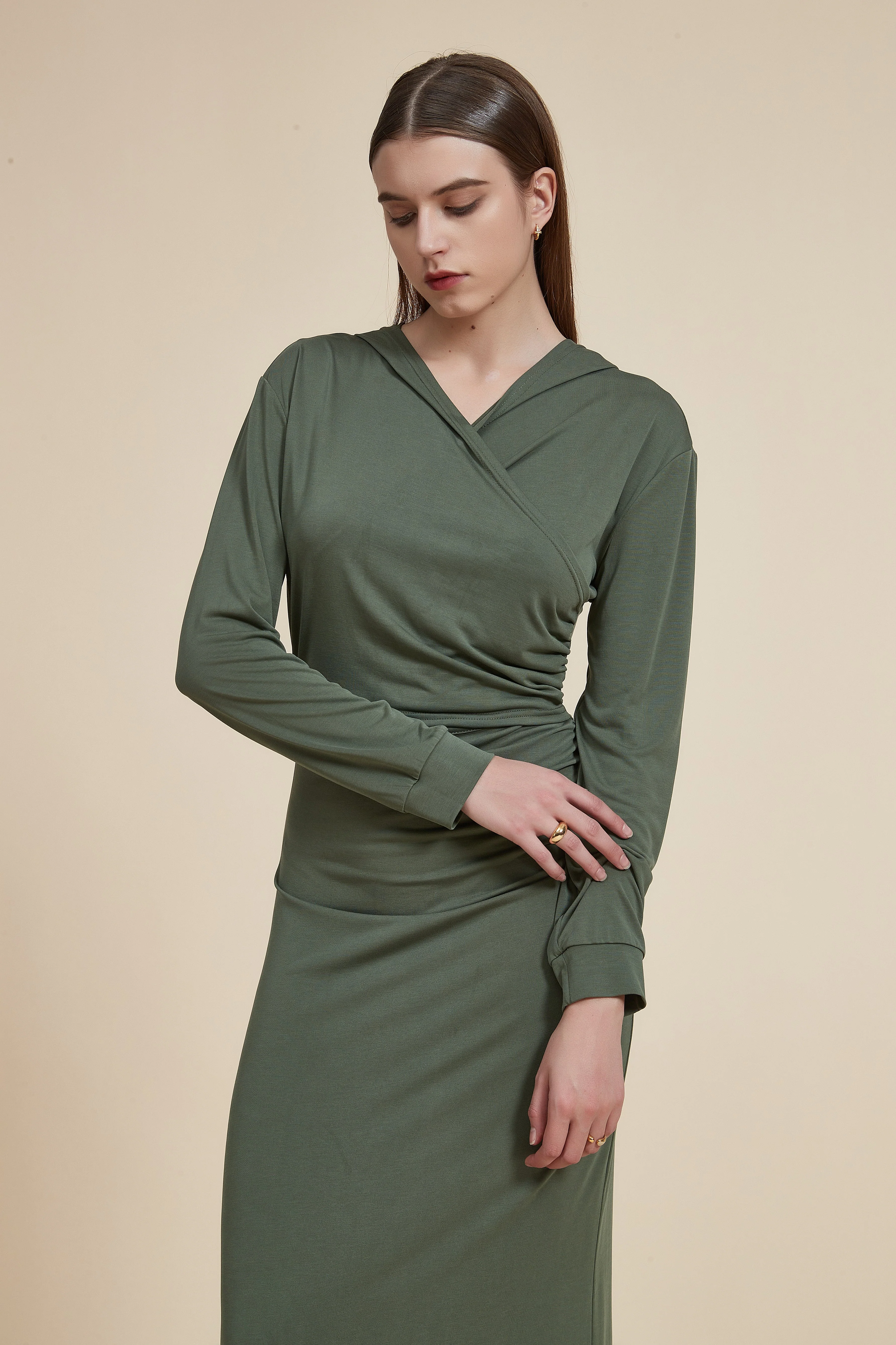 Long Dress with Long Sleeves and Waist Opening - Image 4