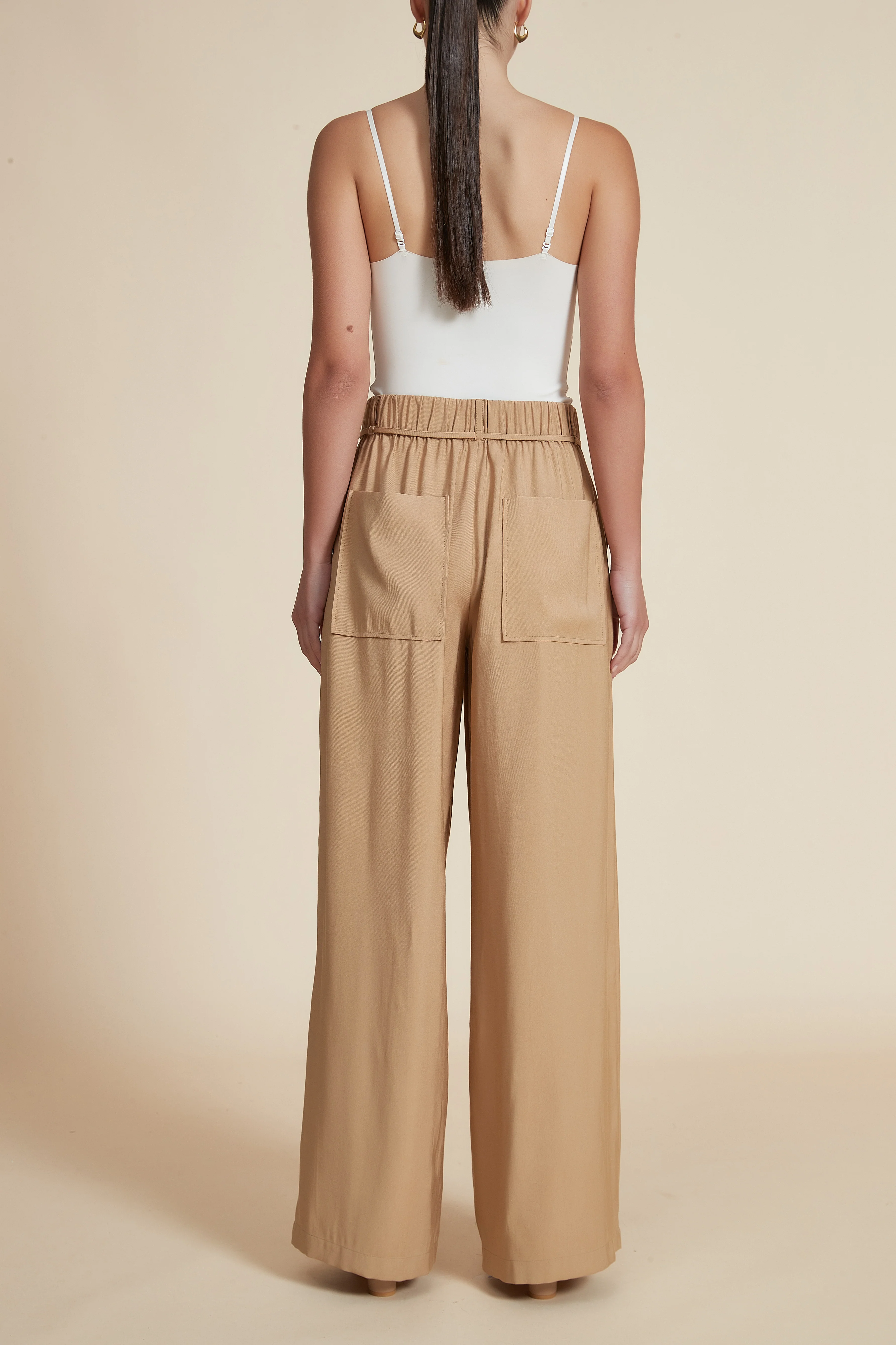 High-Waisted Wide-Leg Pants with Waist Tie - Image 6