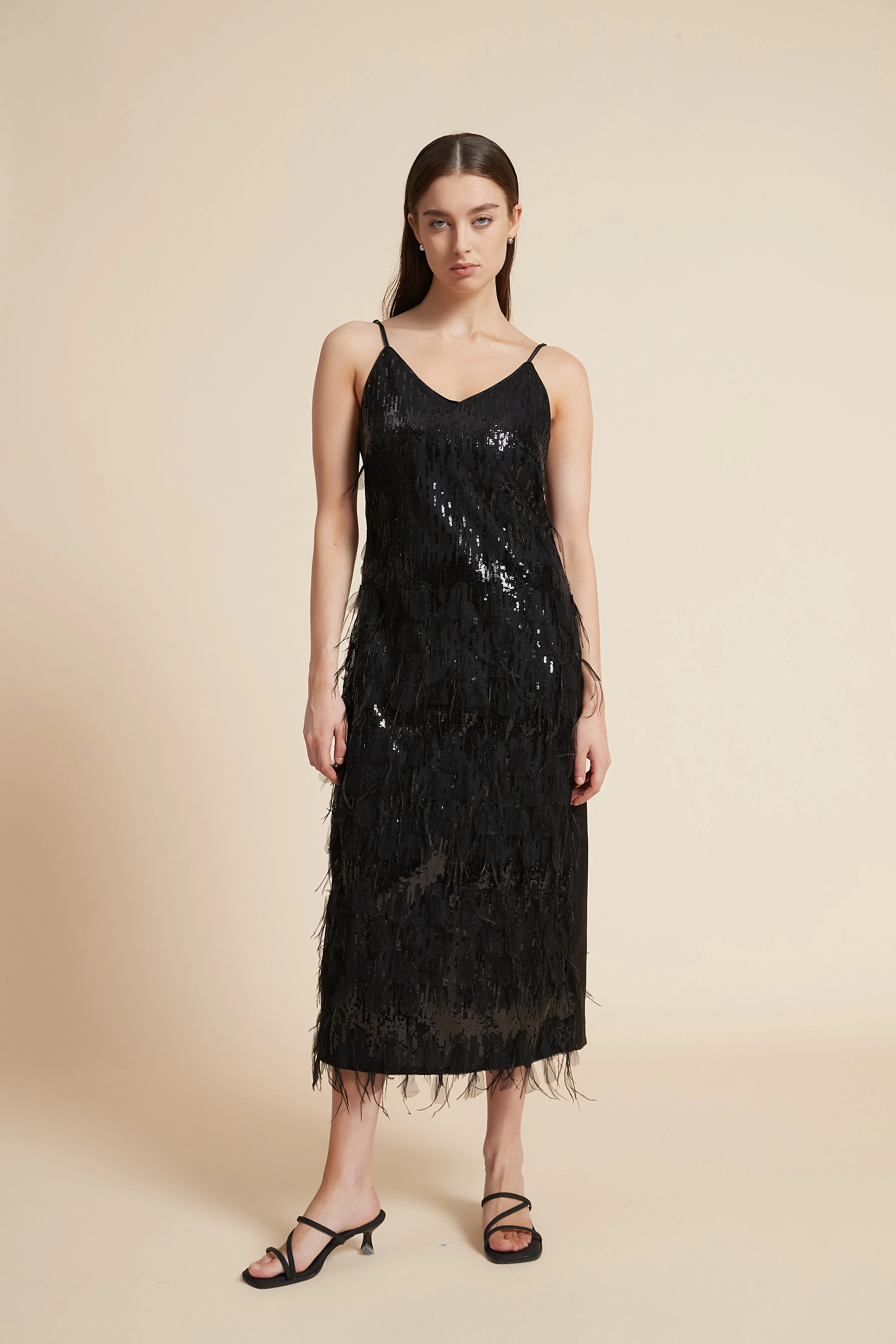 V-Neck Midi Dress with Simple Straps - Image 2