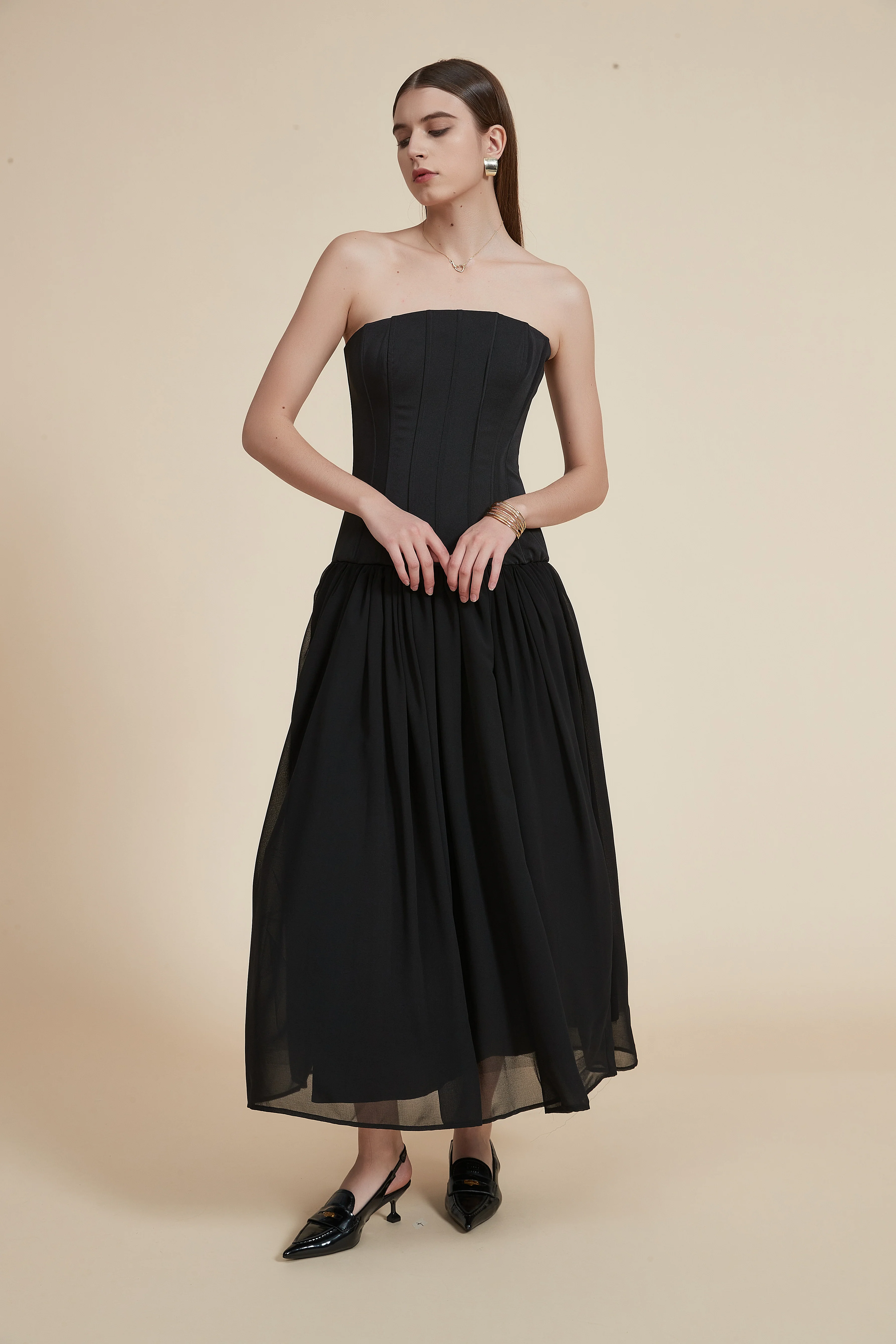 Long Ruffled Cape Dress - Image 2