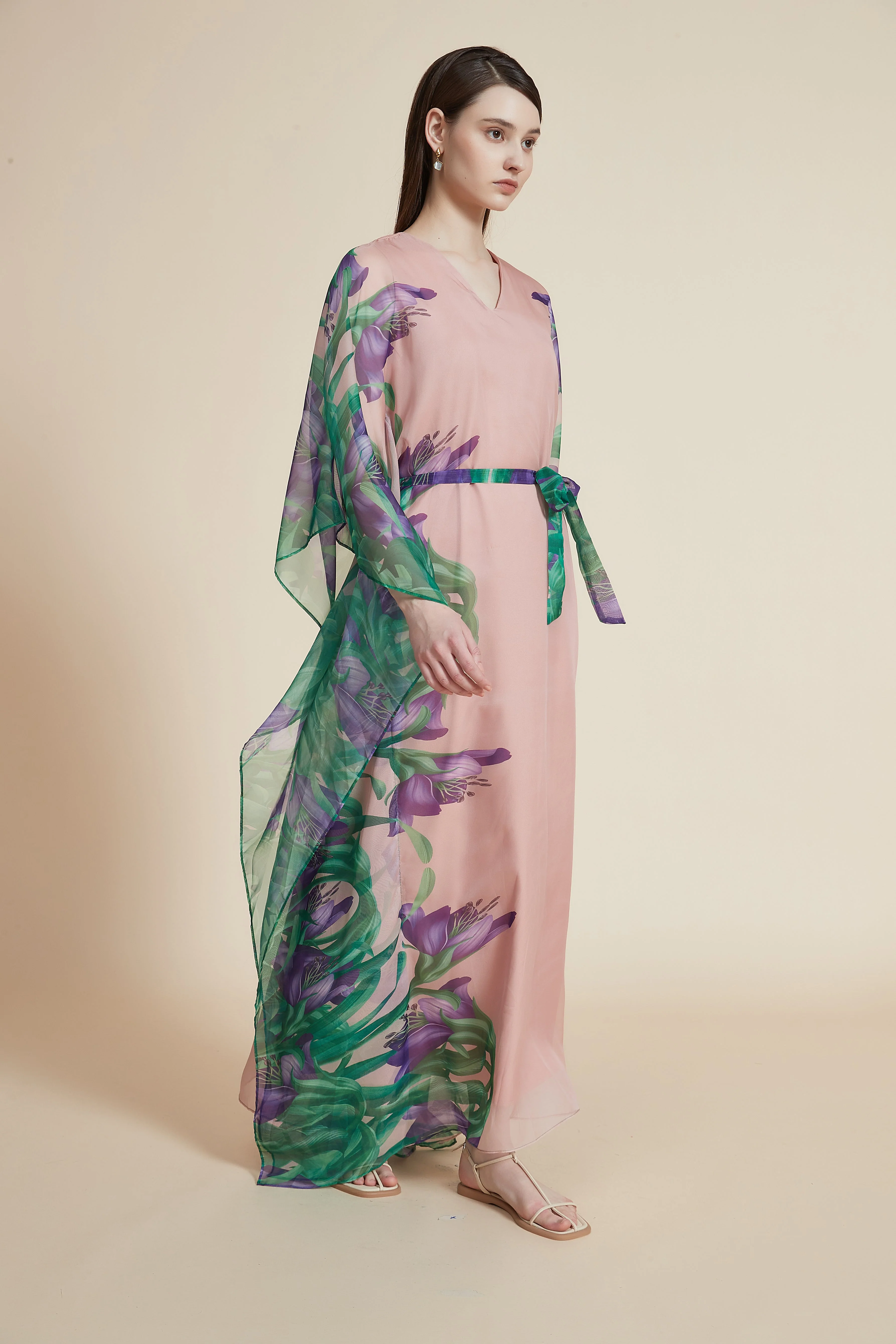 floral print butterfly sleeve maxi dress - Image 2