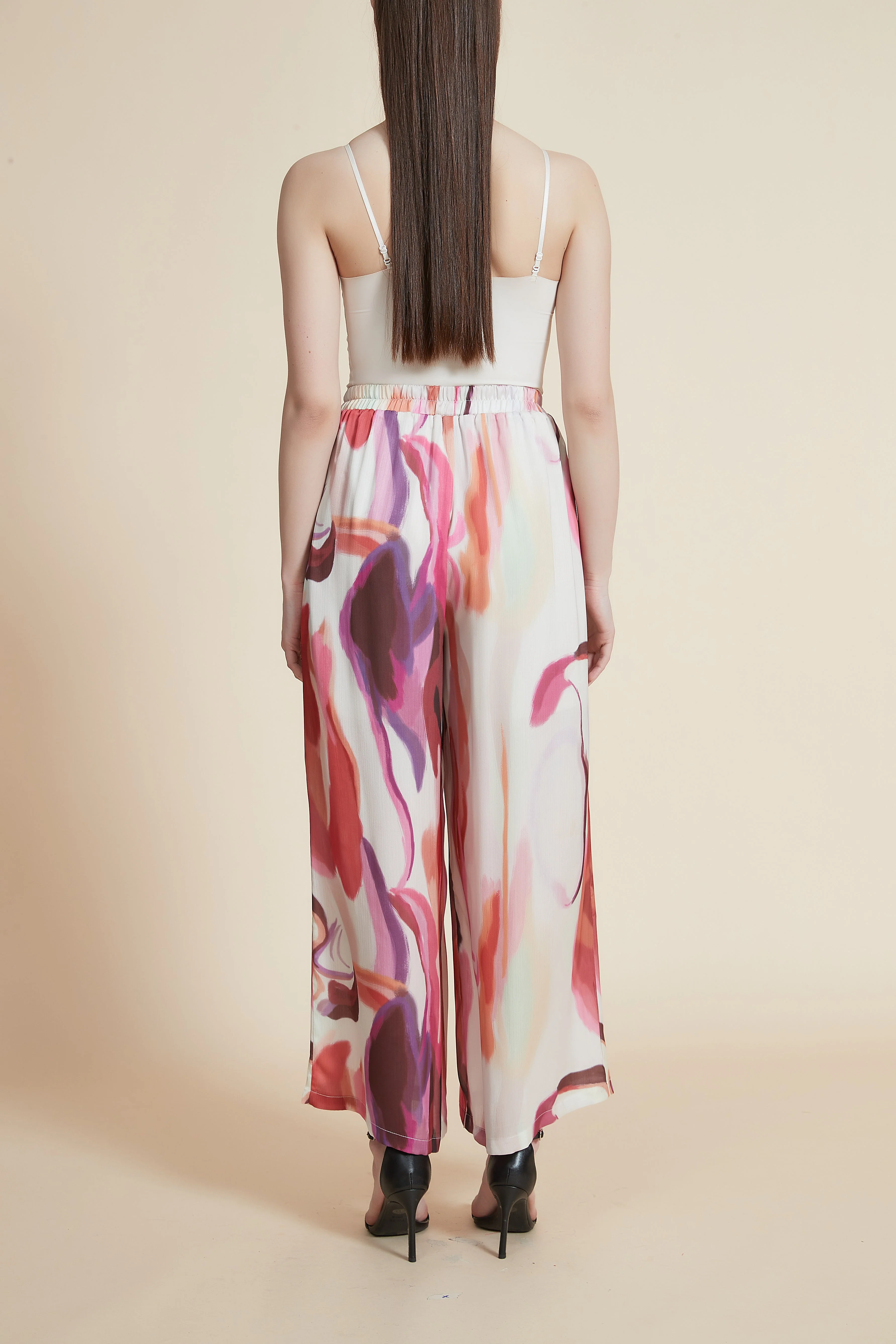 High-Waisted Wide-Leg Printed Trousers - Image 3