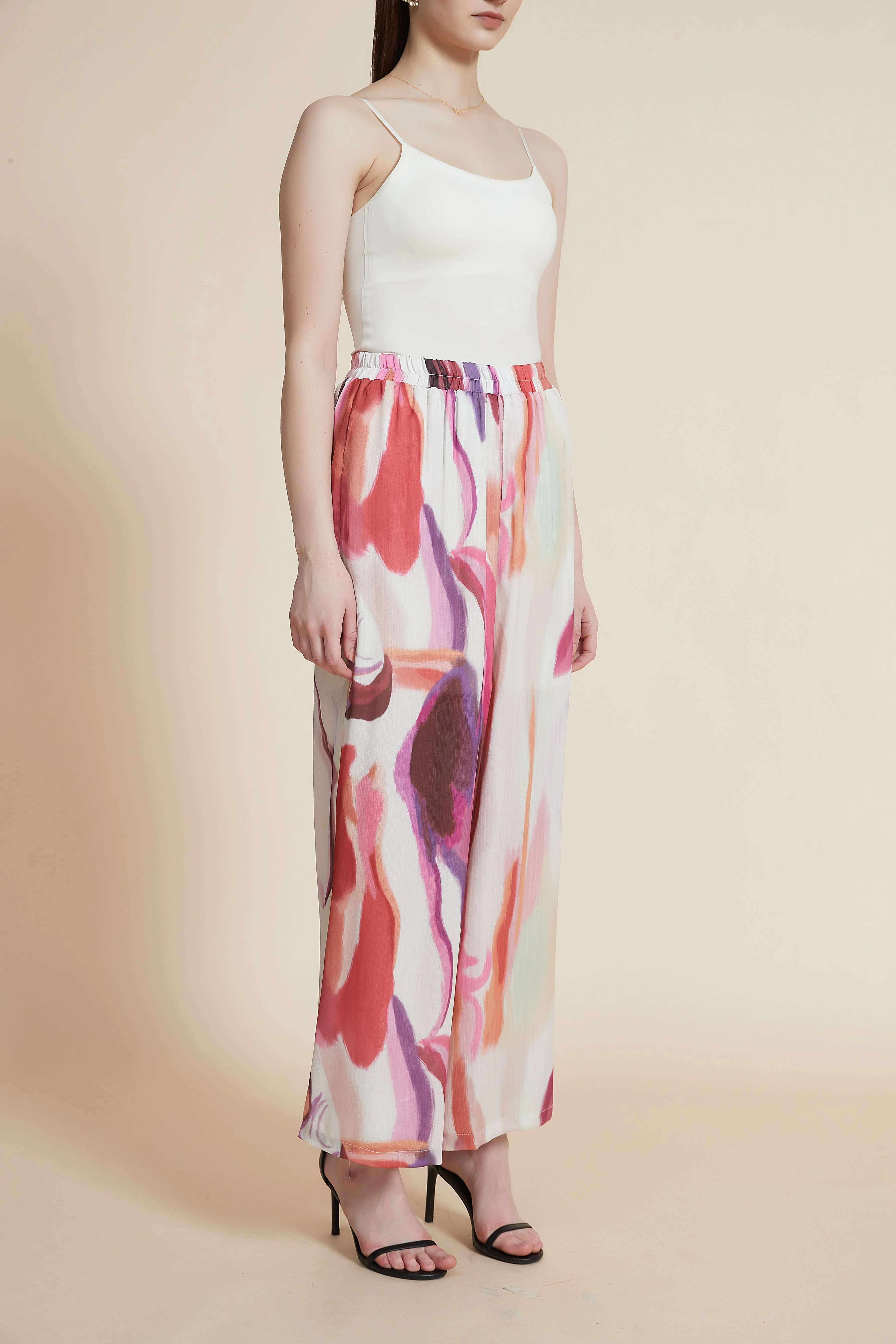 High-Waisted Wide-Leg Printed Trousers - Image 5