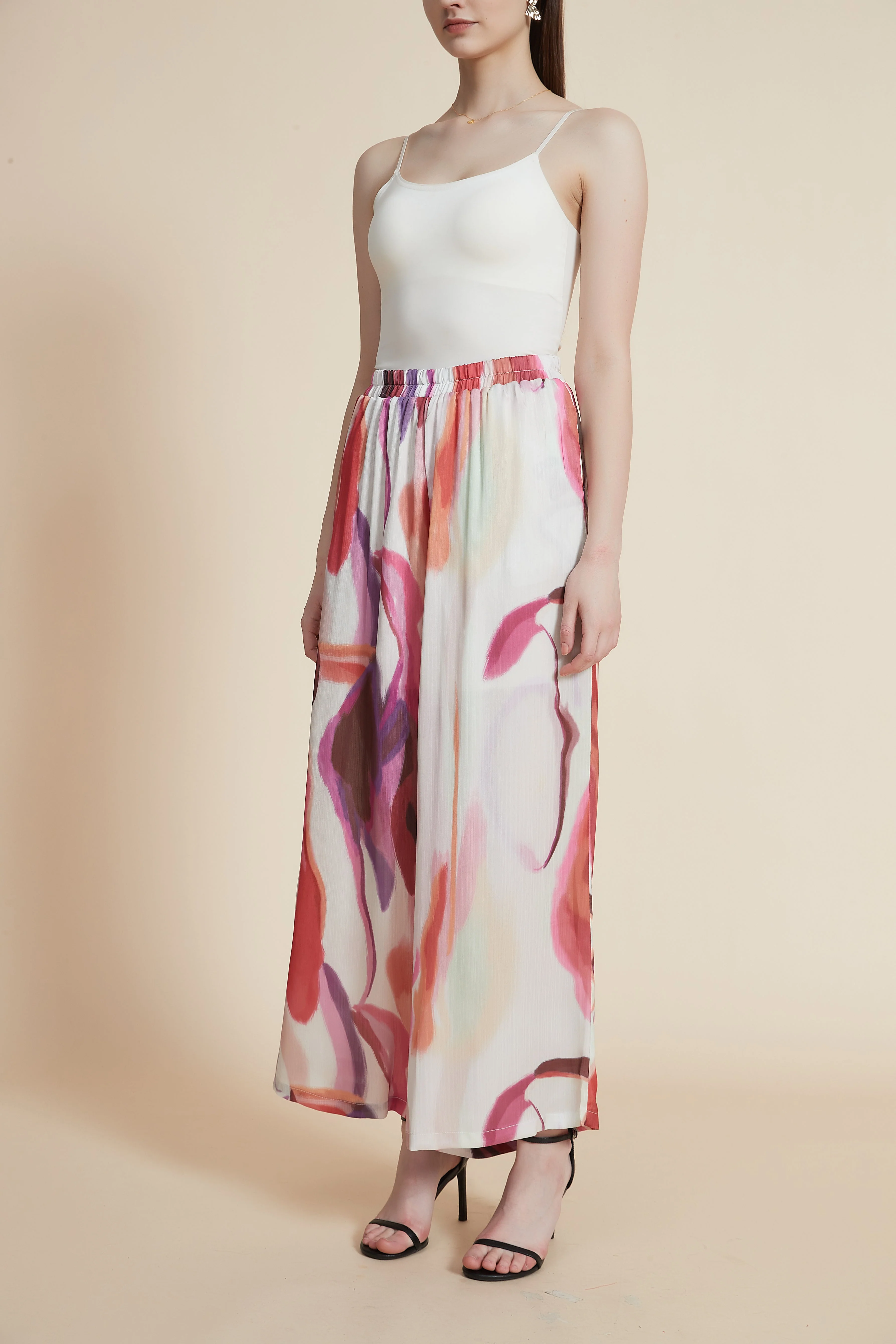 High-Waisted Wide-Leg Printed Trousers - Image 6