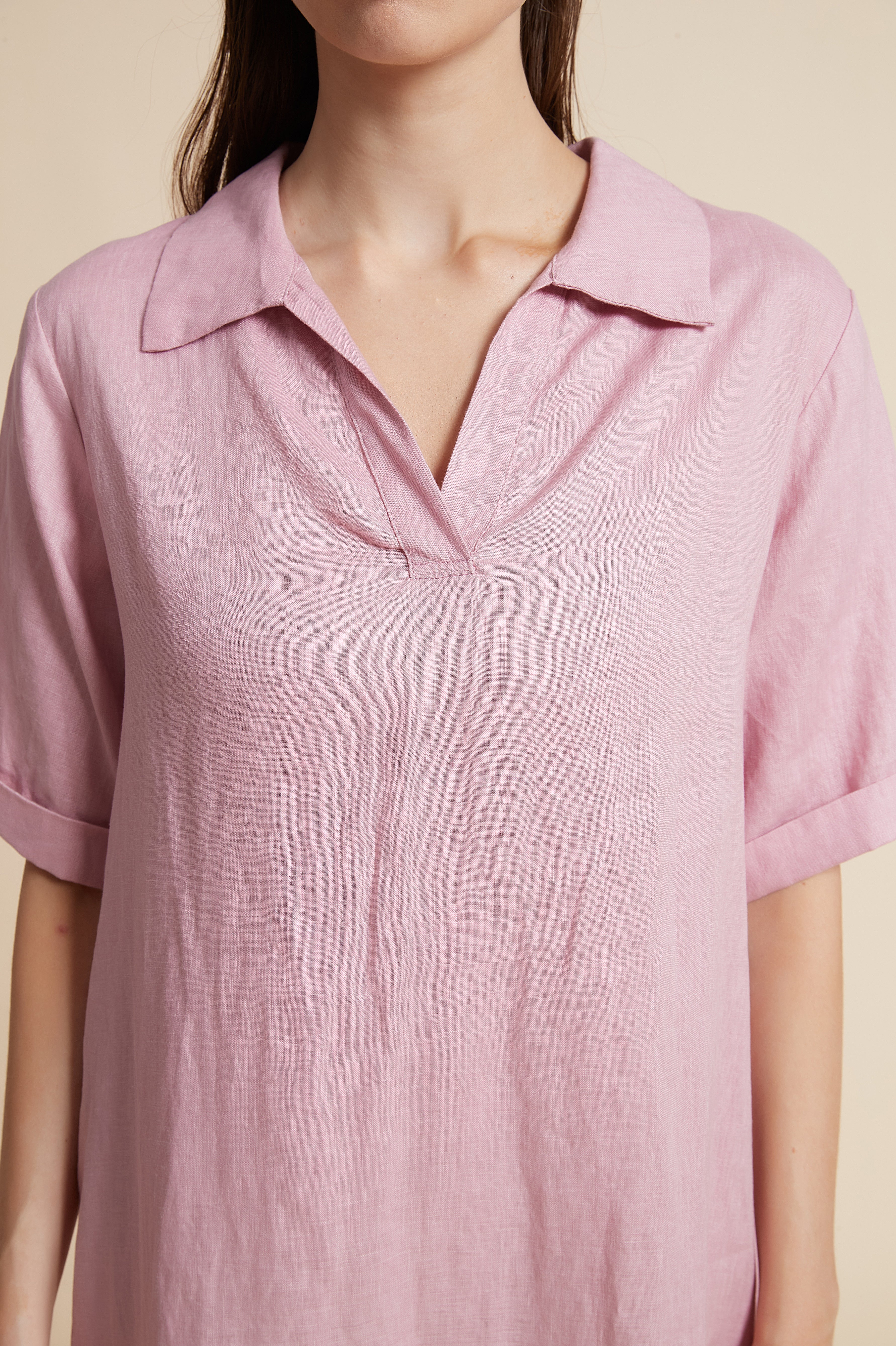 Plain Midi Dress with V-Neckline - Image 12