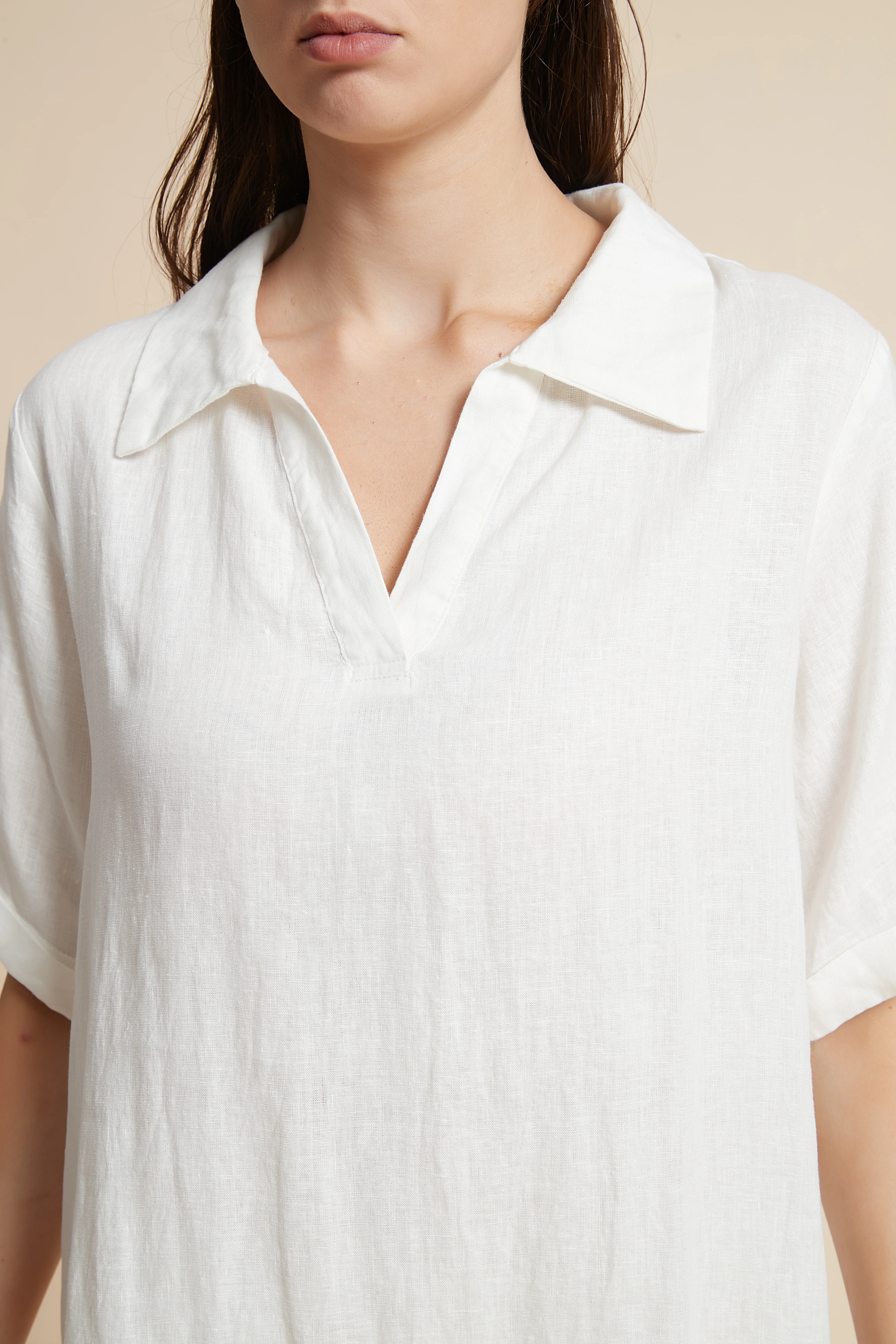 Plain Midi Dress with V-Neckline - Image 4