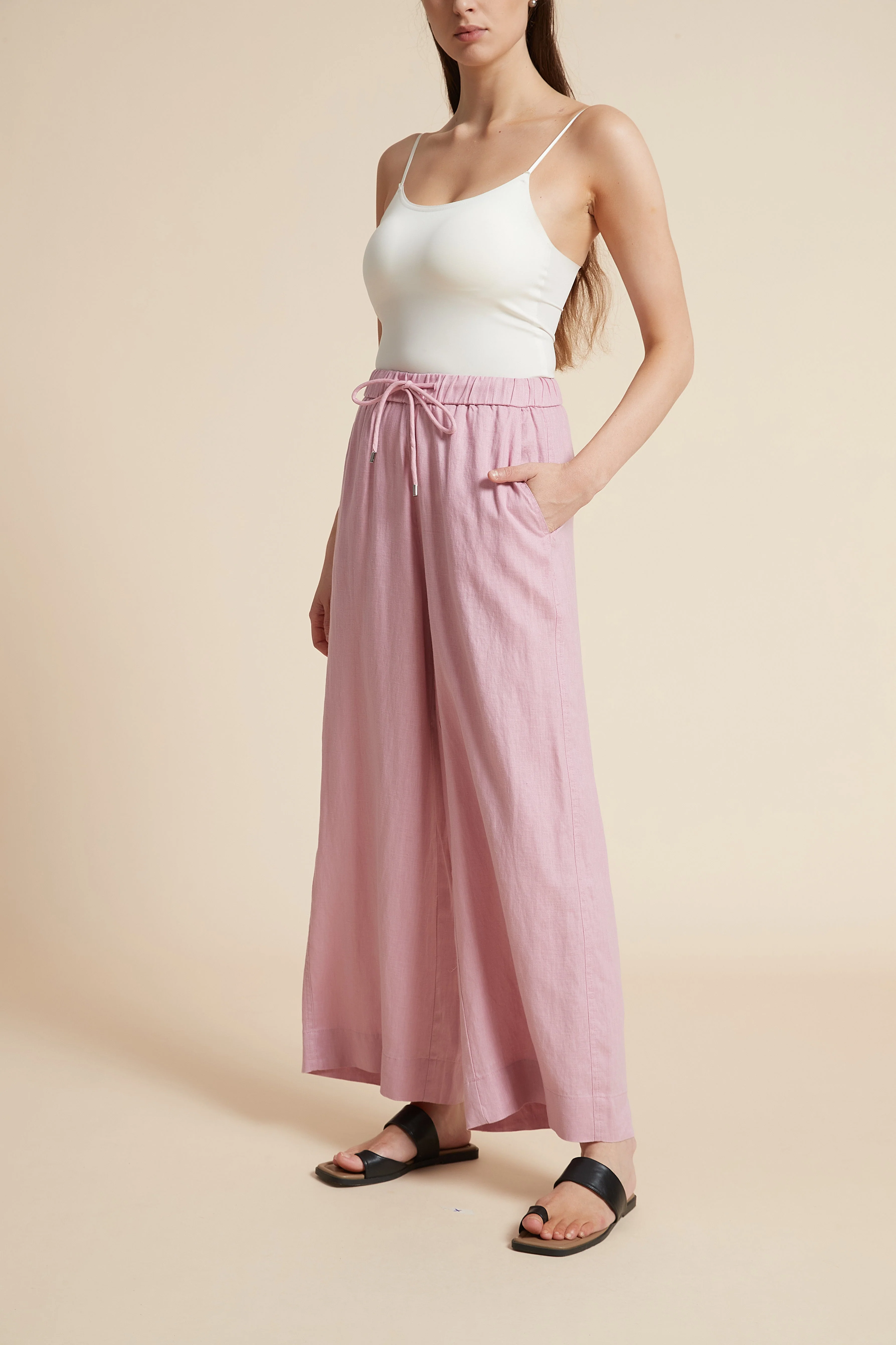 Plain Long Pants with Wide Legs - Image 11