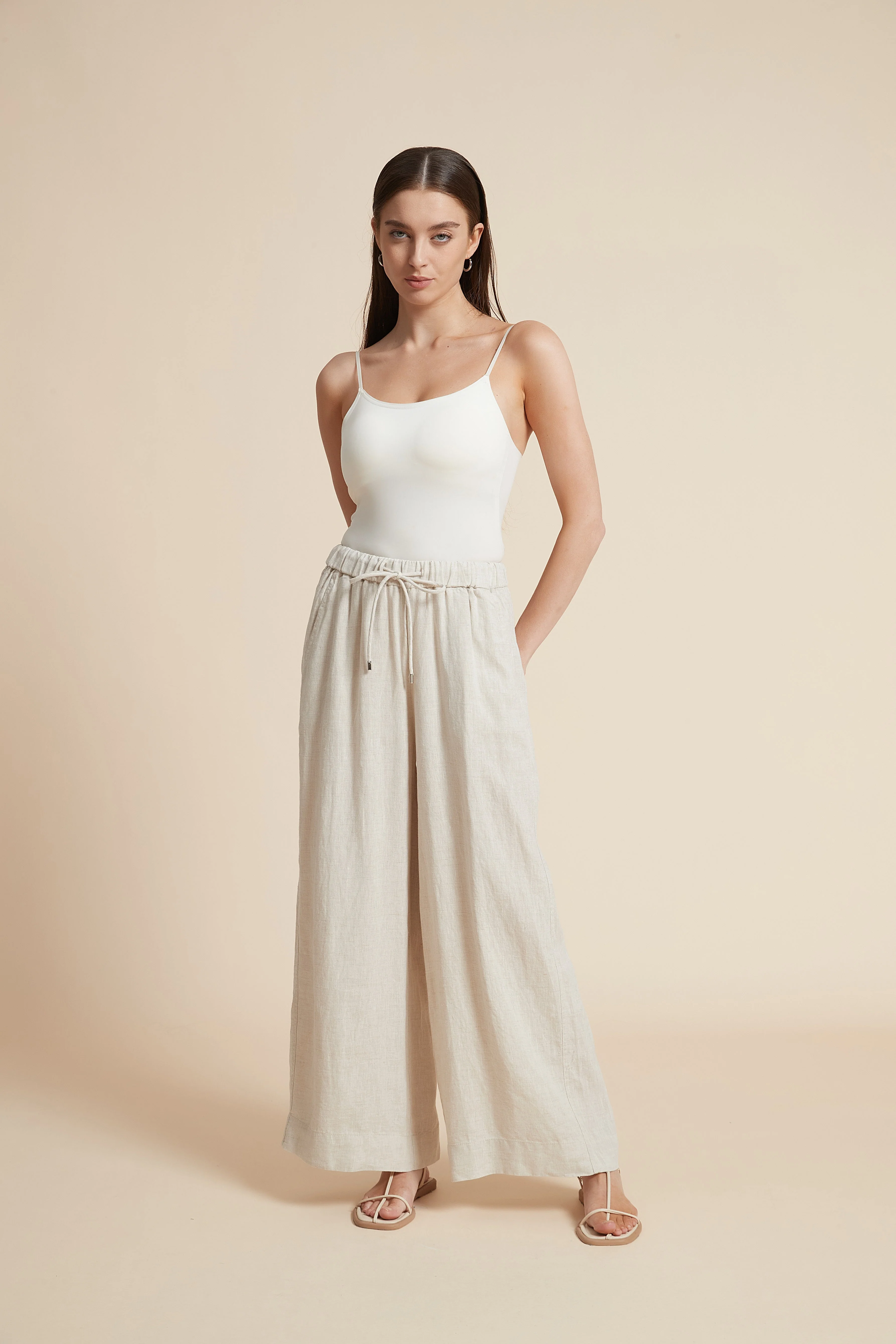 Plain Long Pants with Wide Legs - Image 4