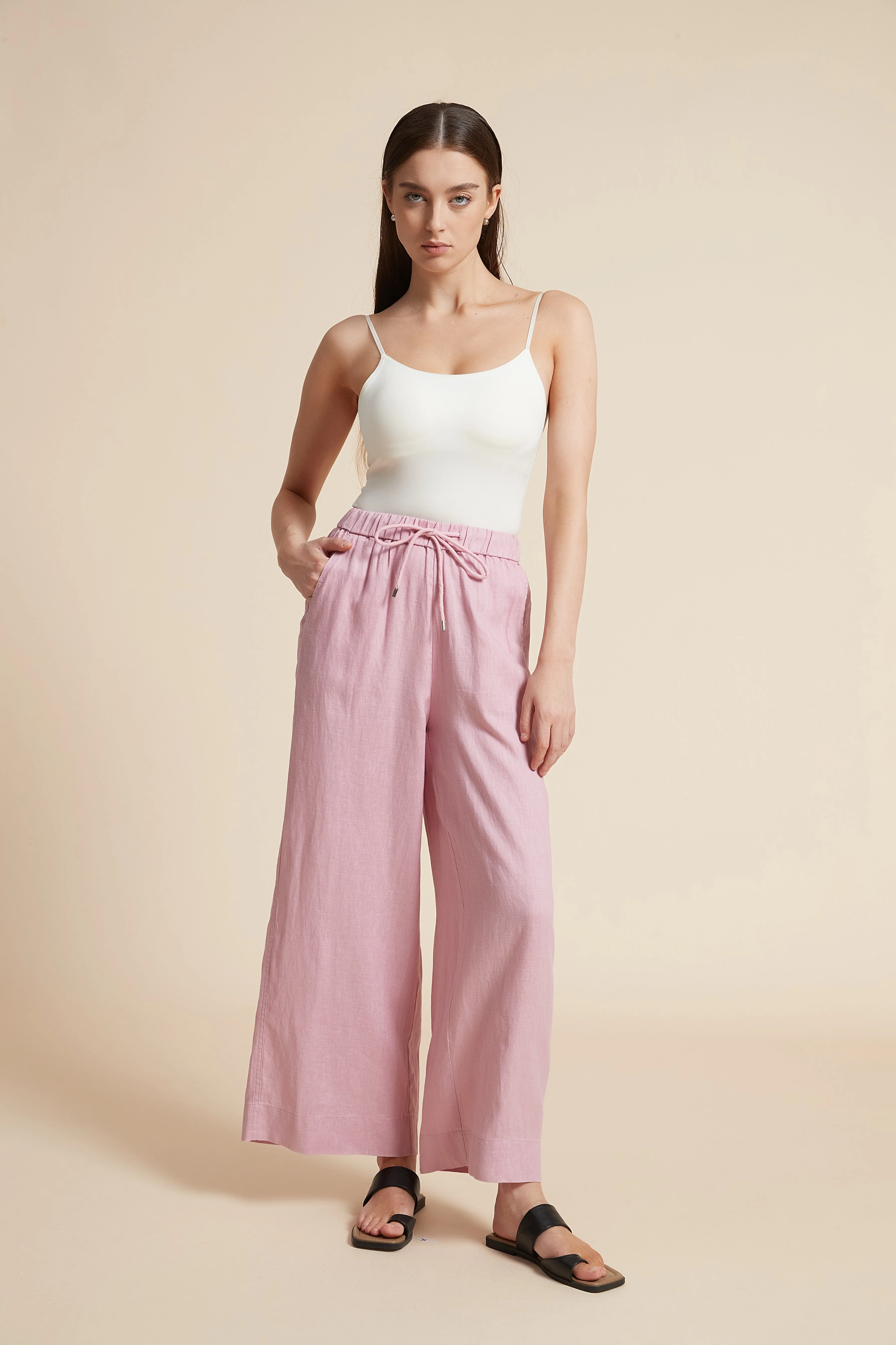 Plain Long Pants with Wide Legs - Image 7