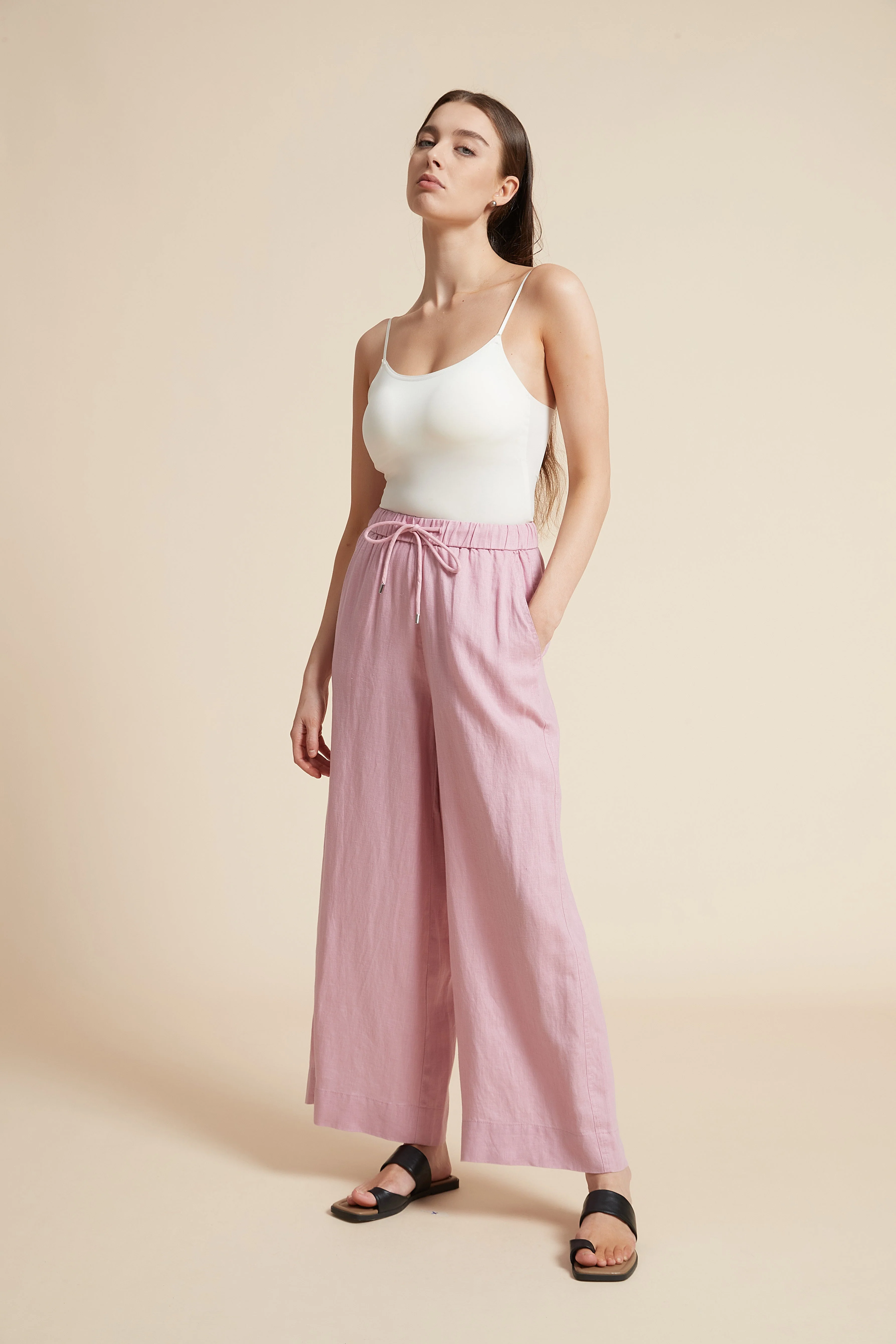 Plain Long Pants with Wide Legs - Image 8