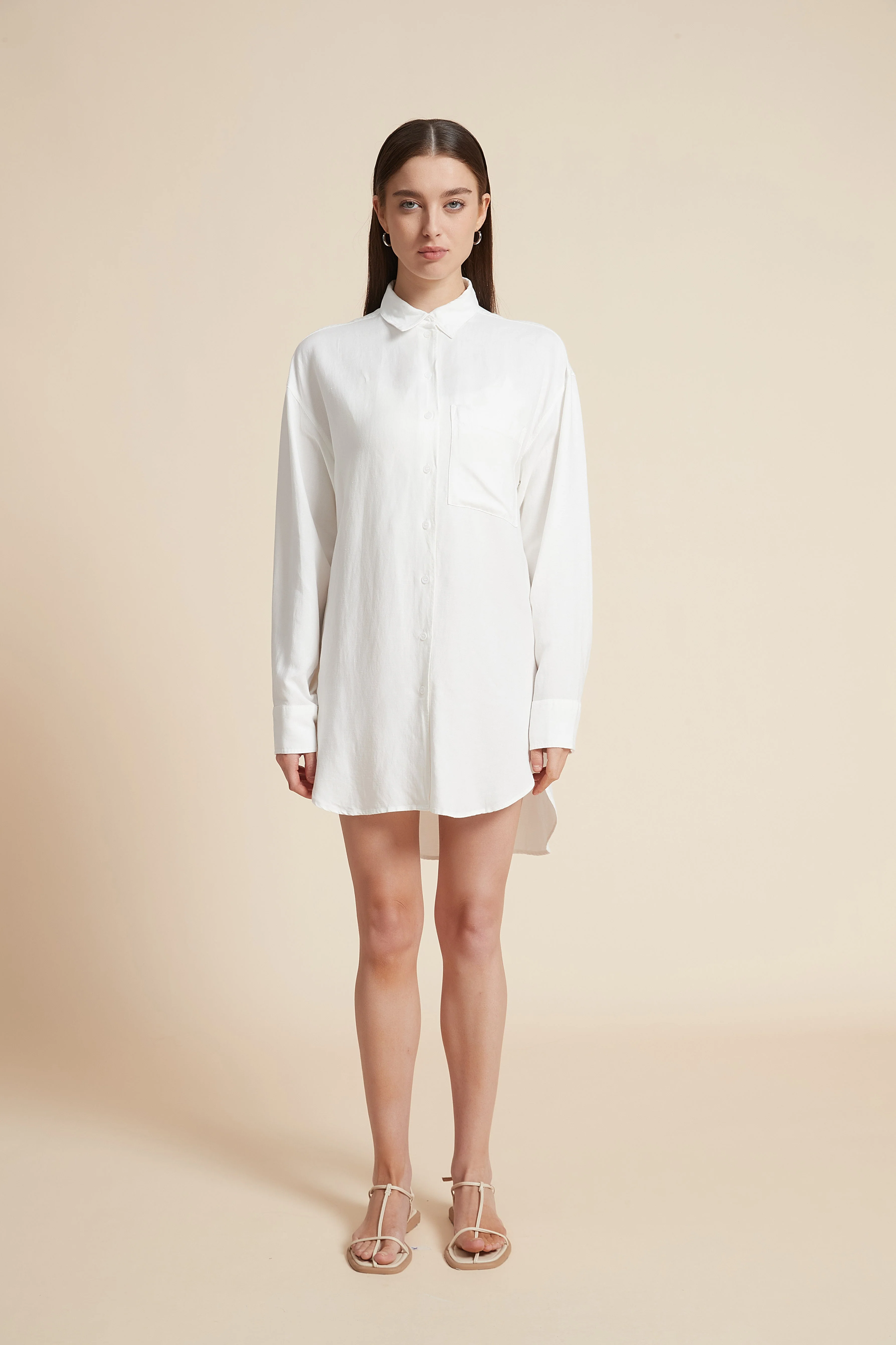 Long Sleeve Solid Blouse - Image 2