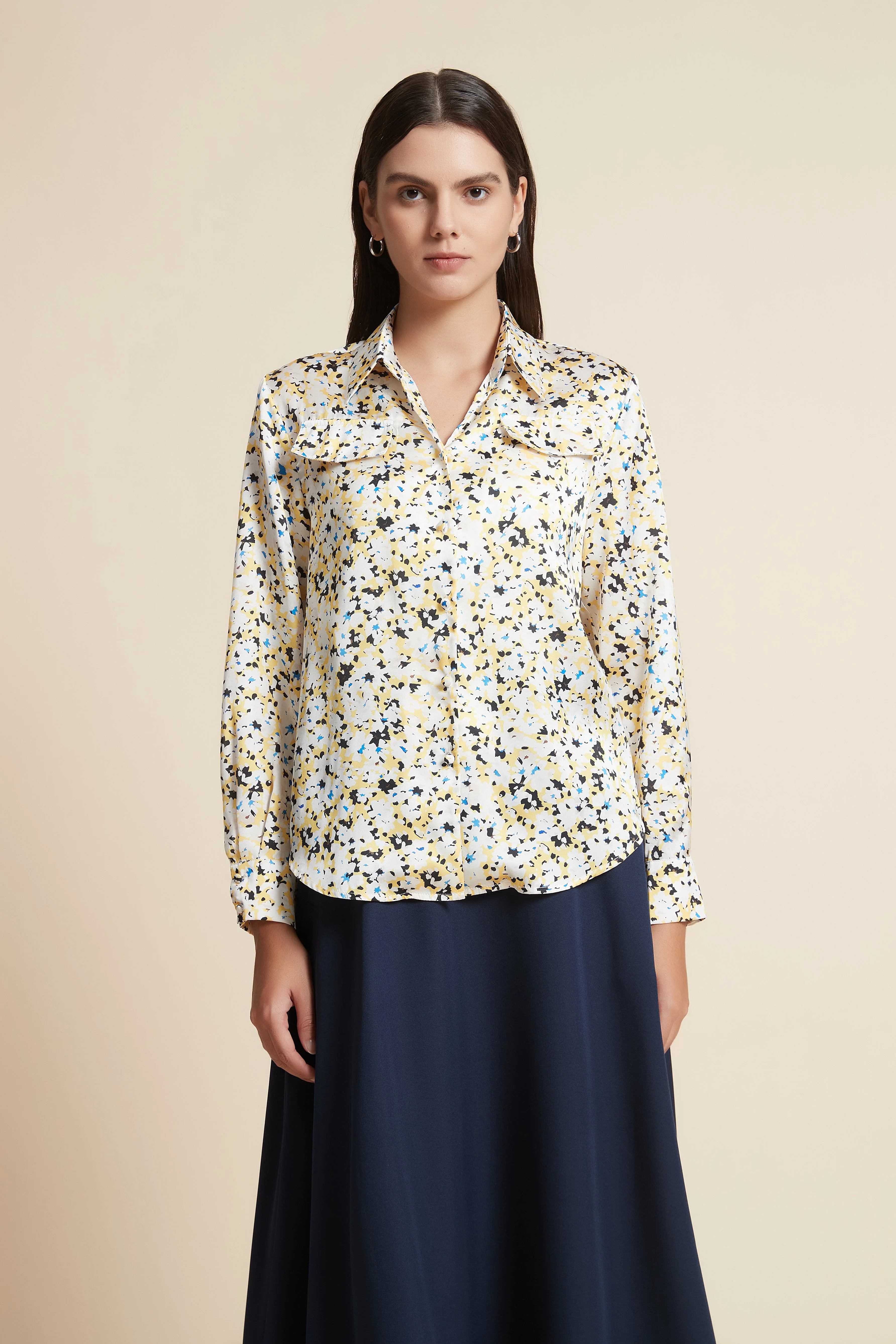 Long Sleeve Shirt with Plaid Collar - Image 2