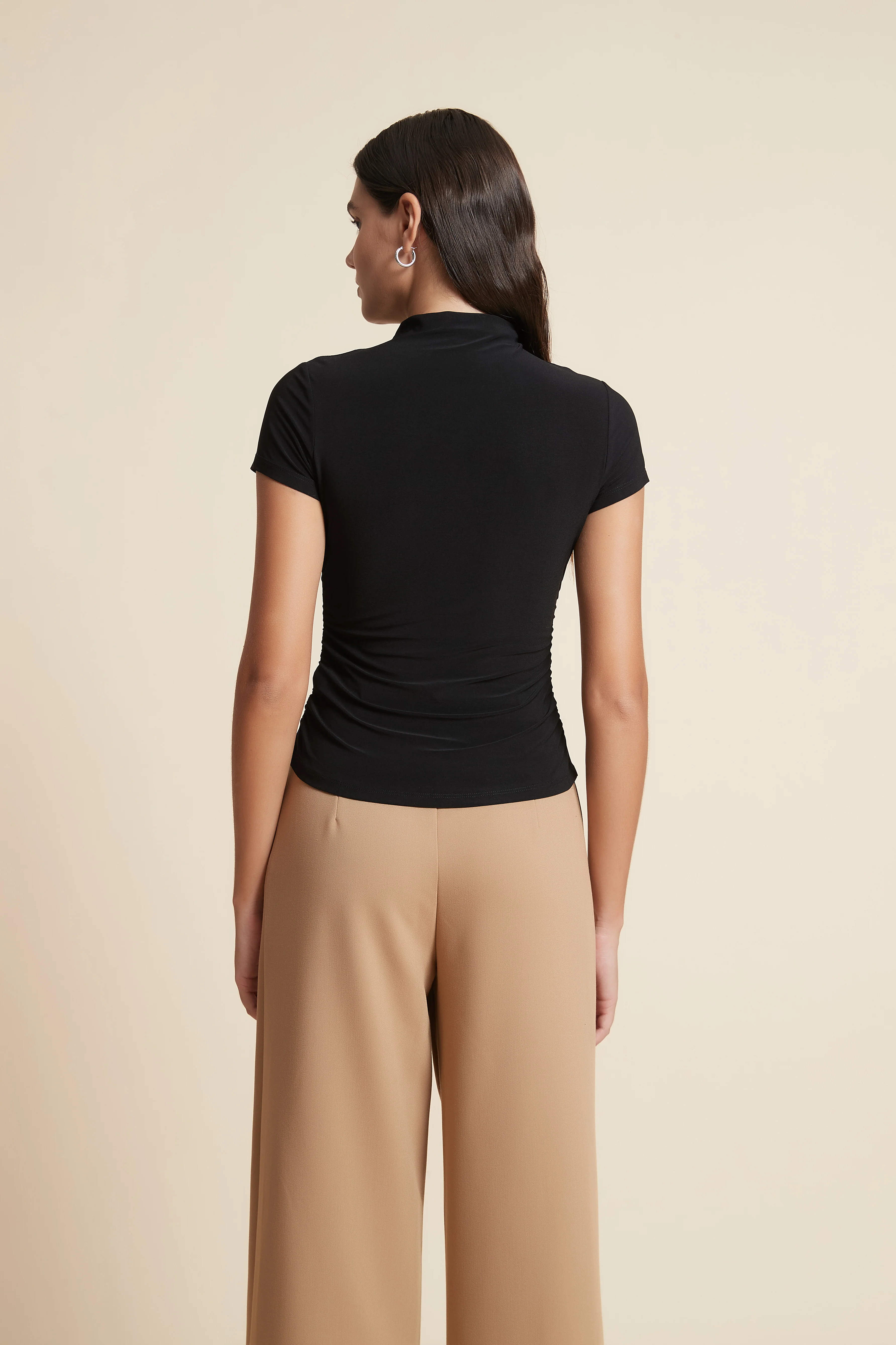 High Neck Short Sleeve Blouse - Image 11