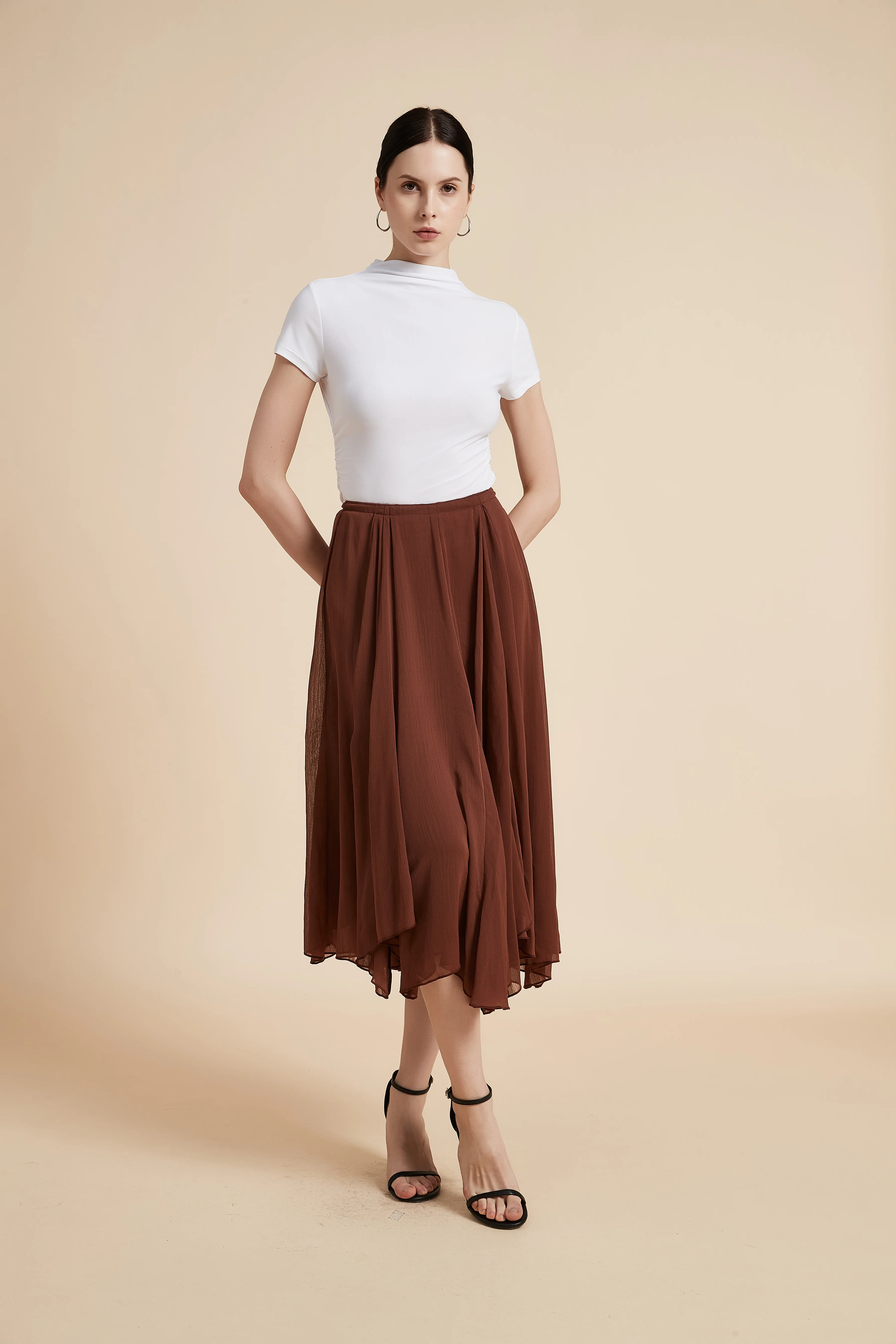 High Neck Short Sleeve Blouse - Image 12