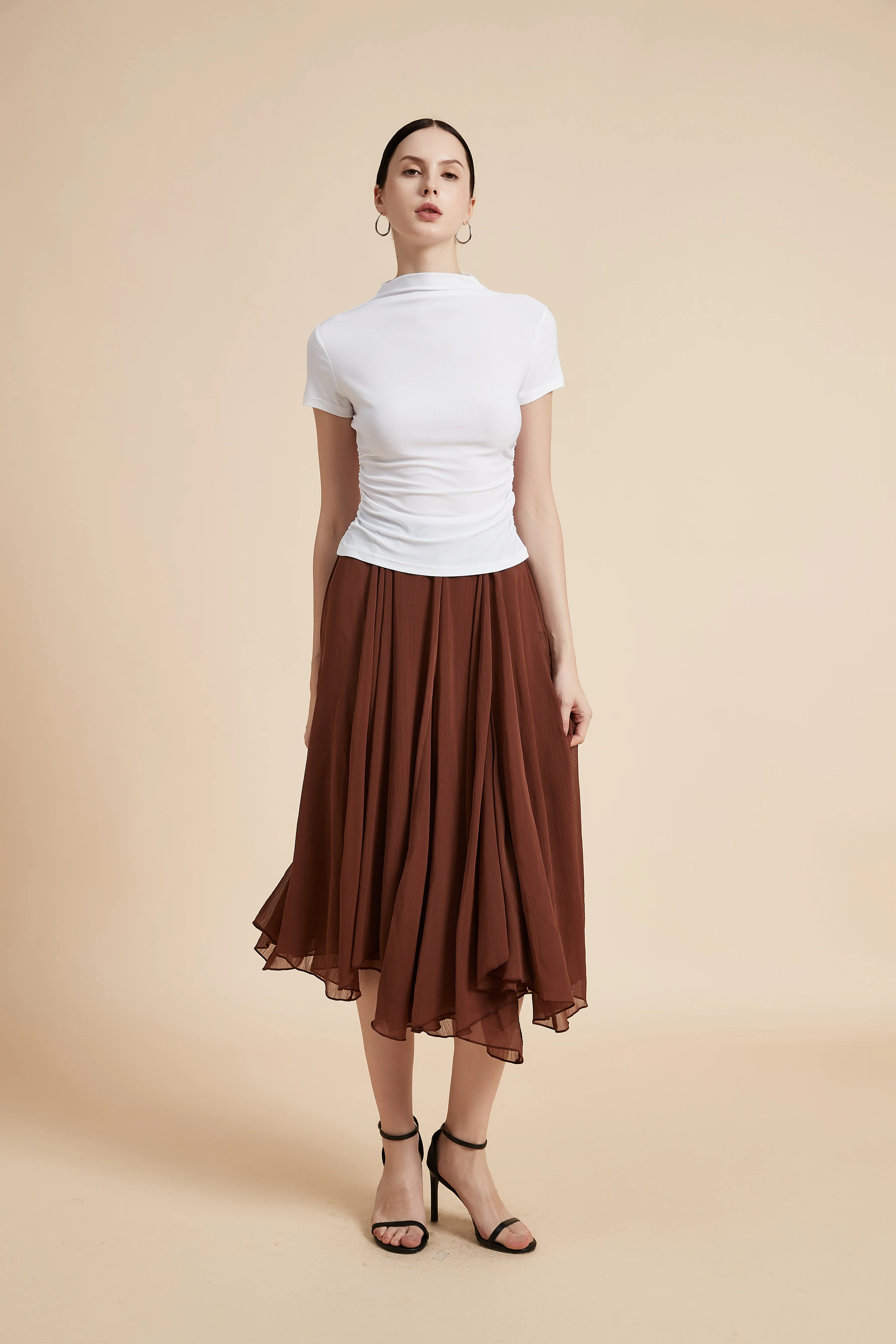 High Neck Short Sleeve Blouse - Image 13