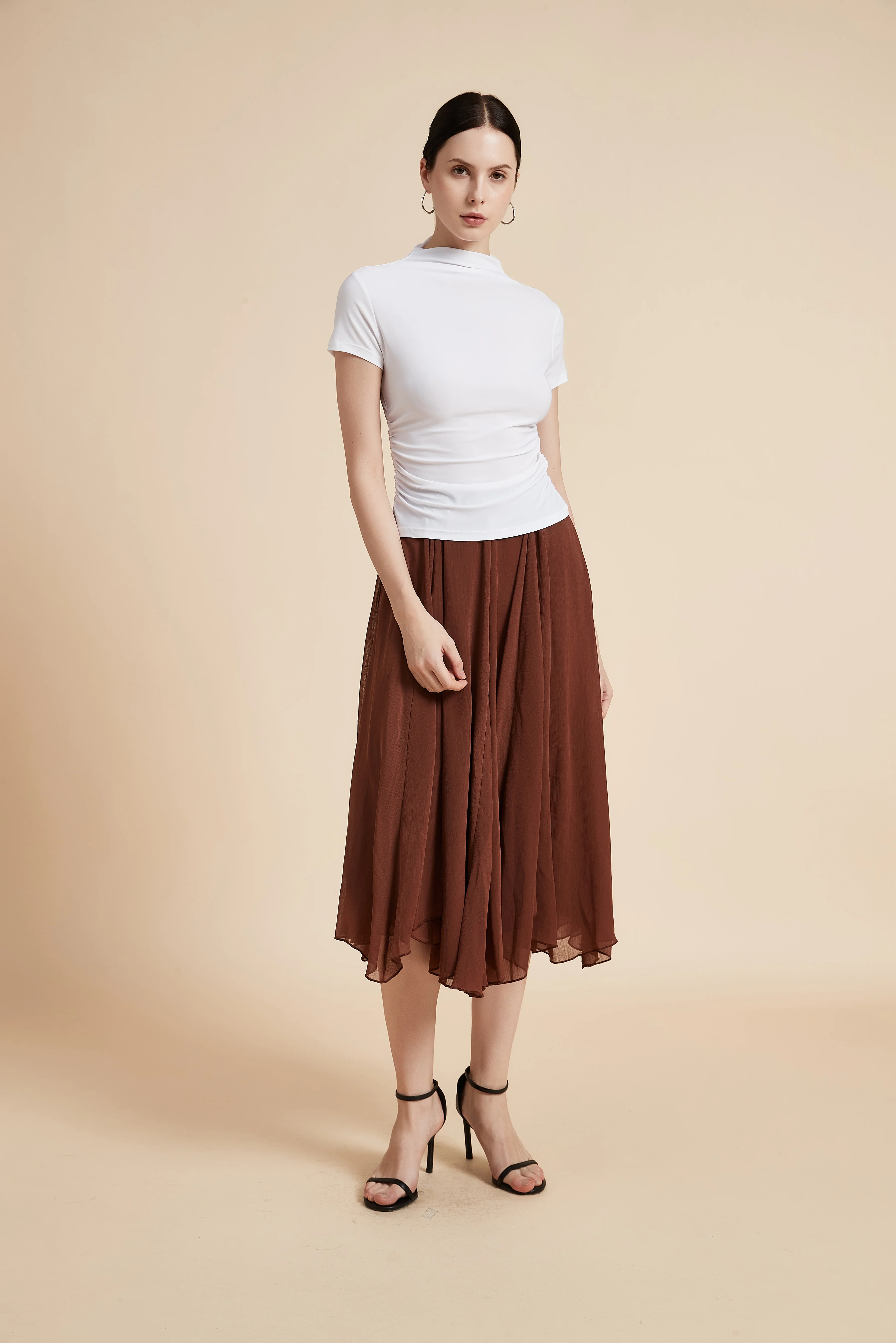 High Neck Short Sleeve Blouse - Image 14