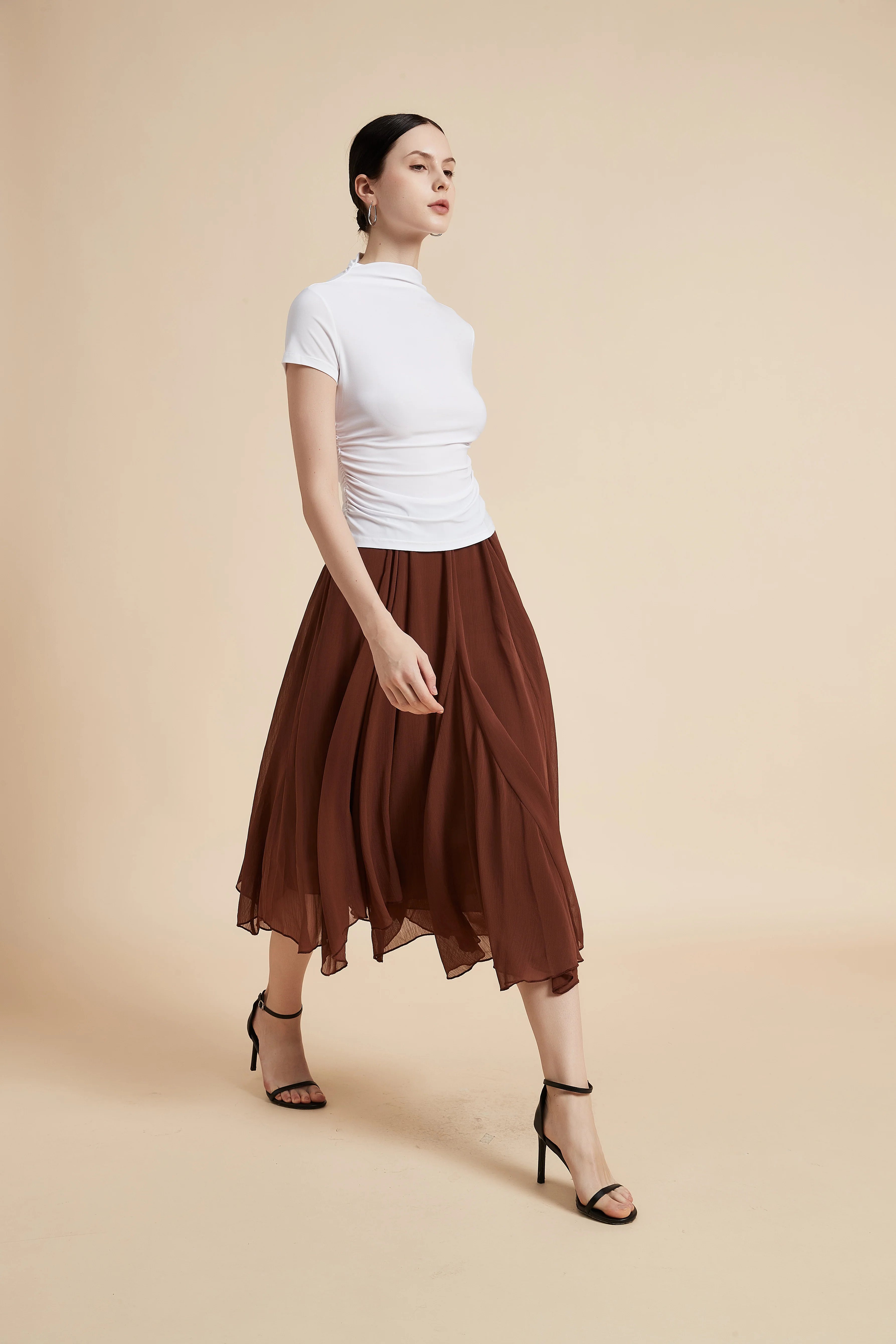High Neck Short Sleeve Blouse - Image 15
