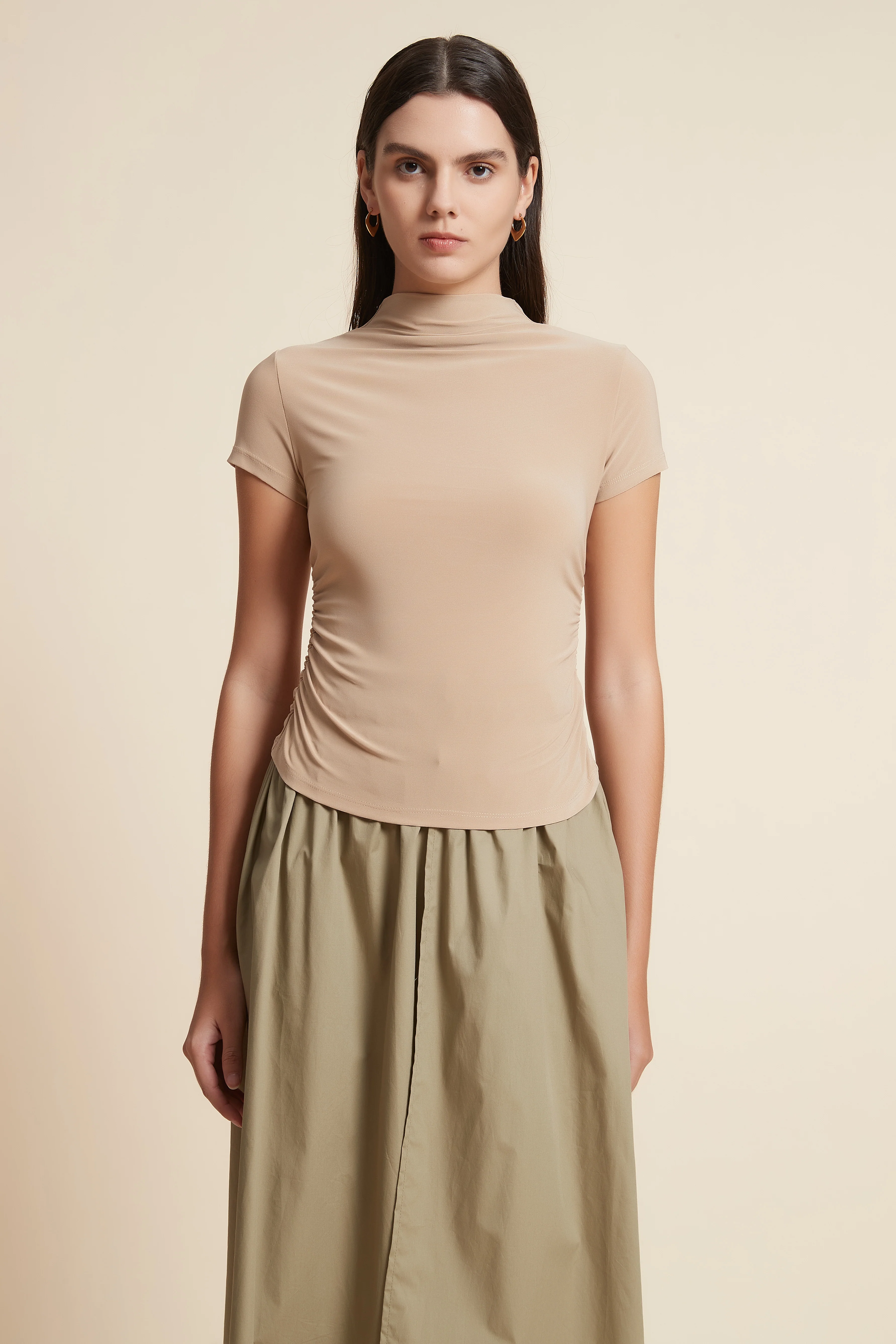 High Neck Short Sleeve Blouse - Image 2