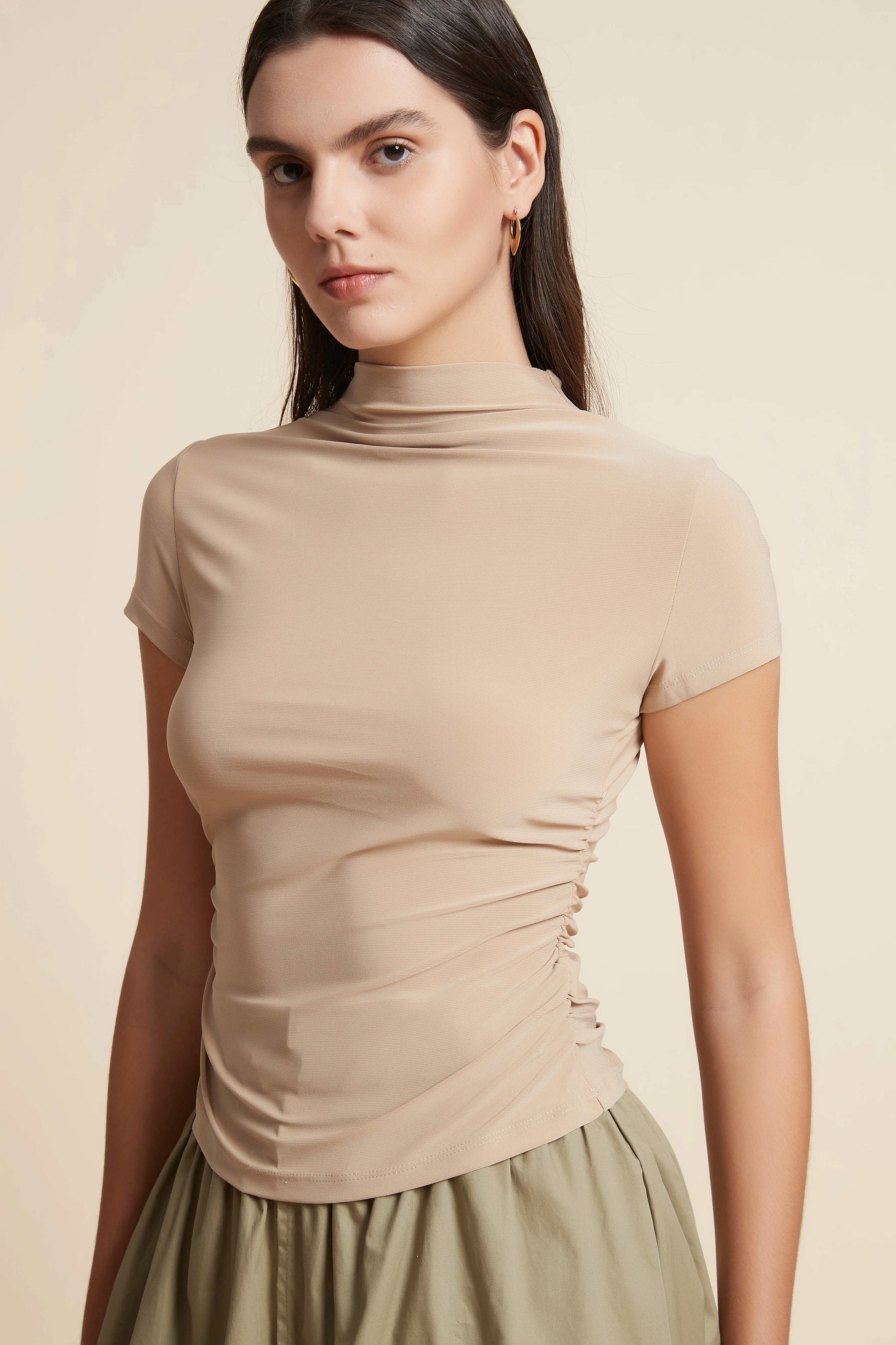High Neck Short Sleeve Blouse - Image 4