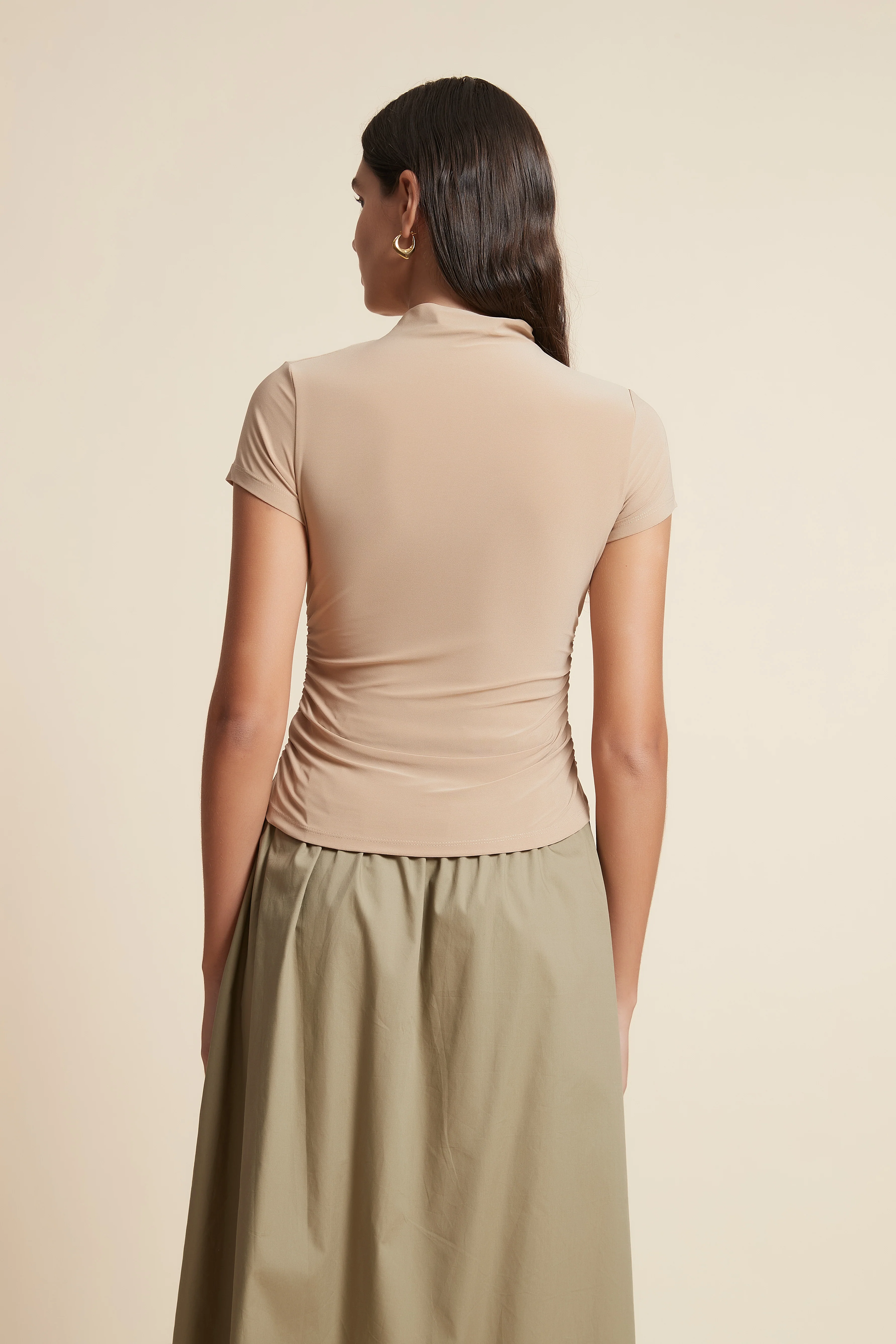 High Neck Short Sleeve Blouse - Image 6