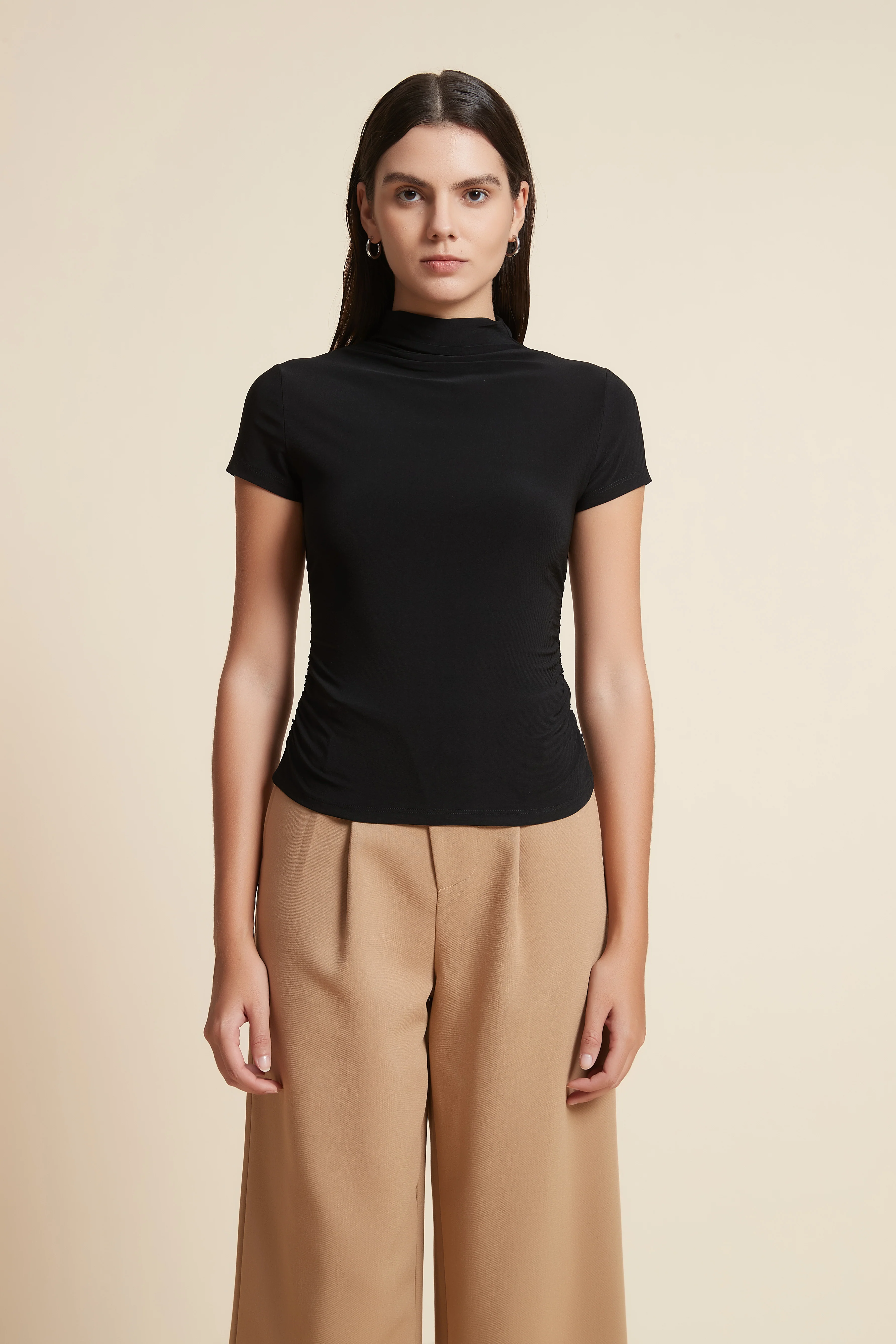 High Neck Short Sleeve Blouse - Image 8