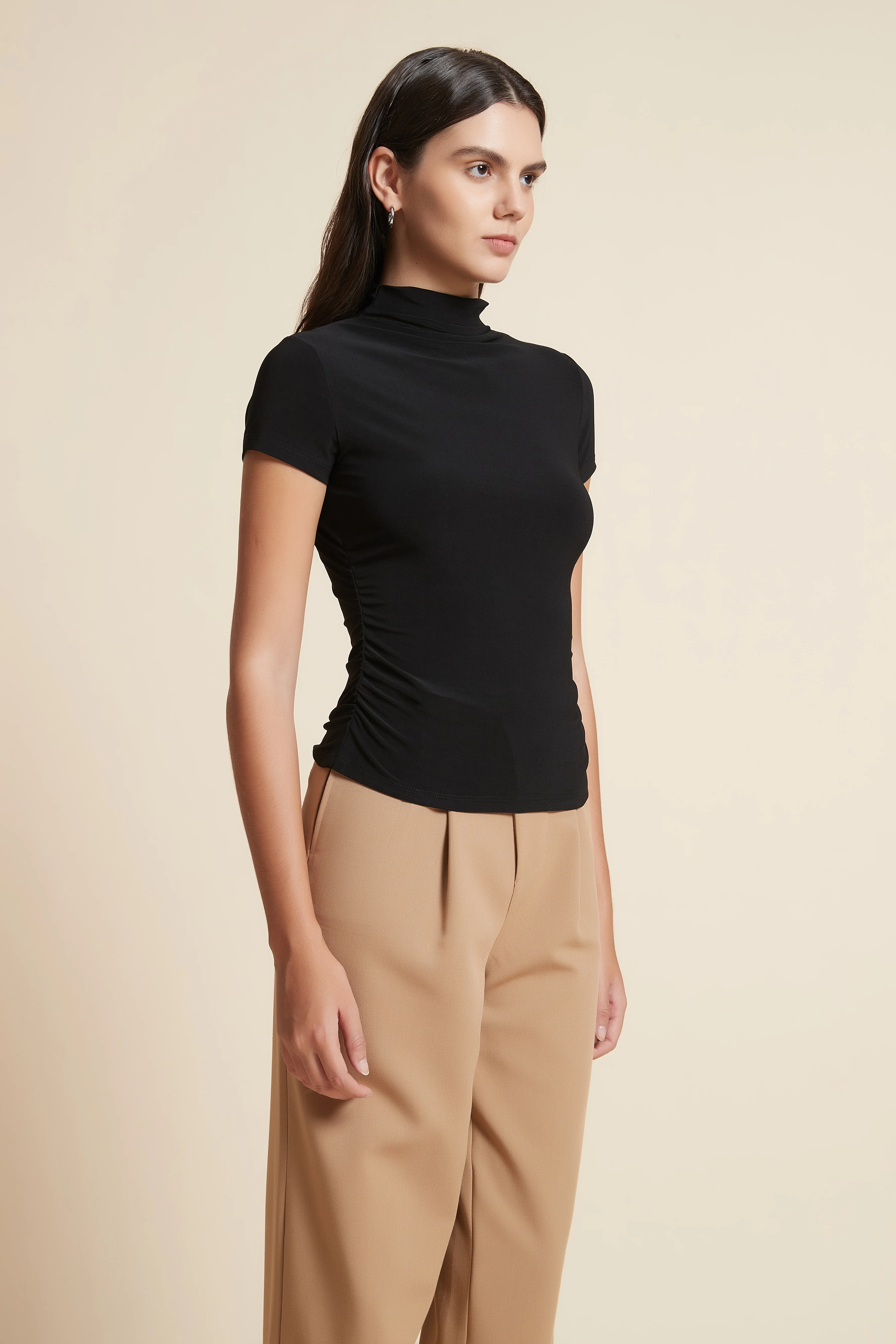 High Neck Short Sleeve Blouse - Image 9