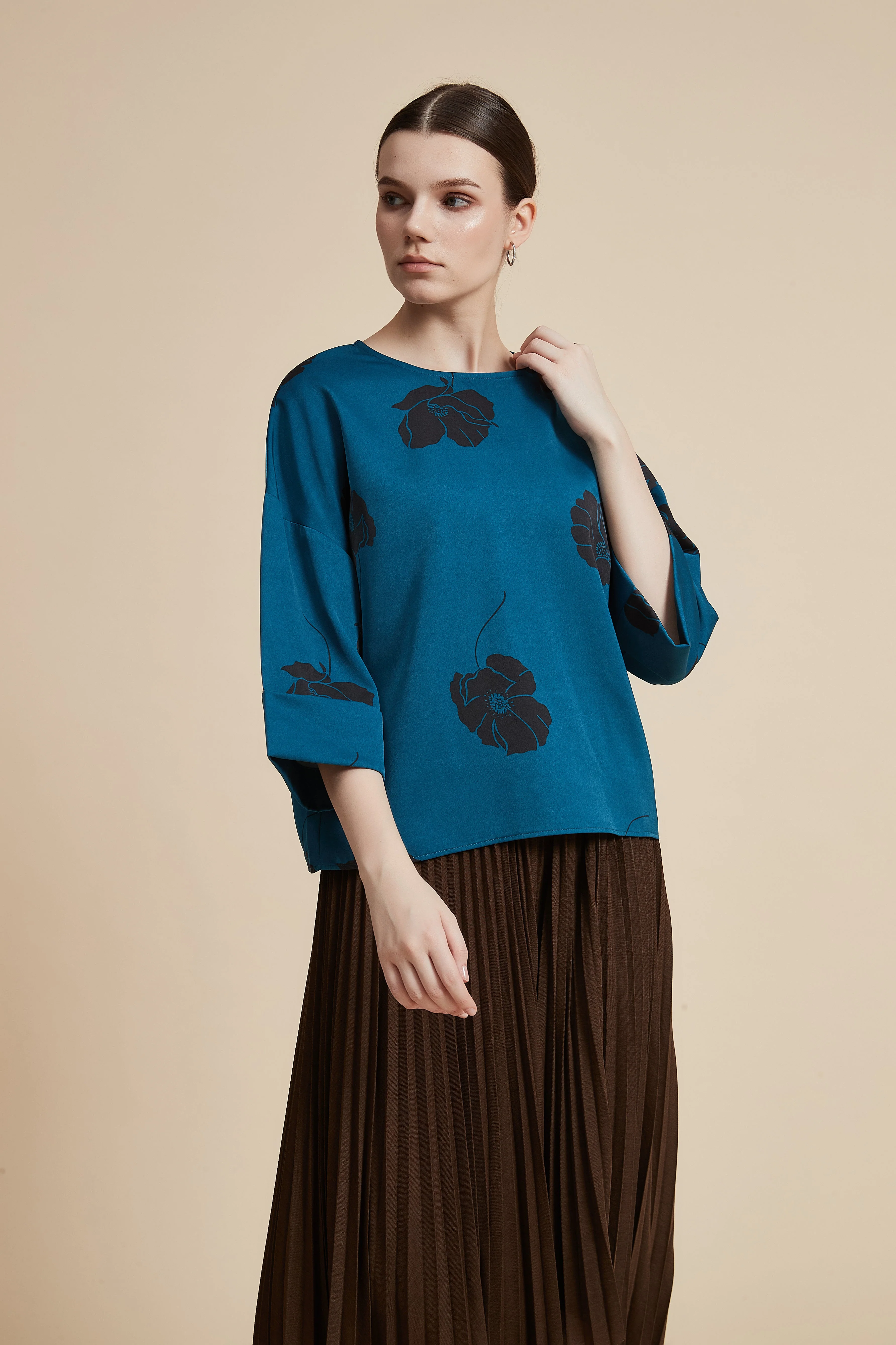 3/4 Sleeve Floral Blouse