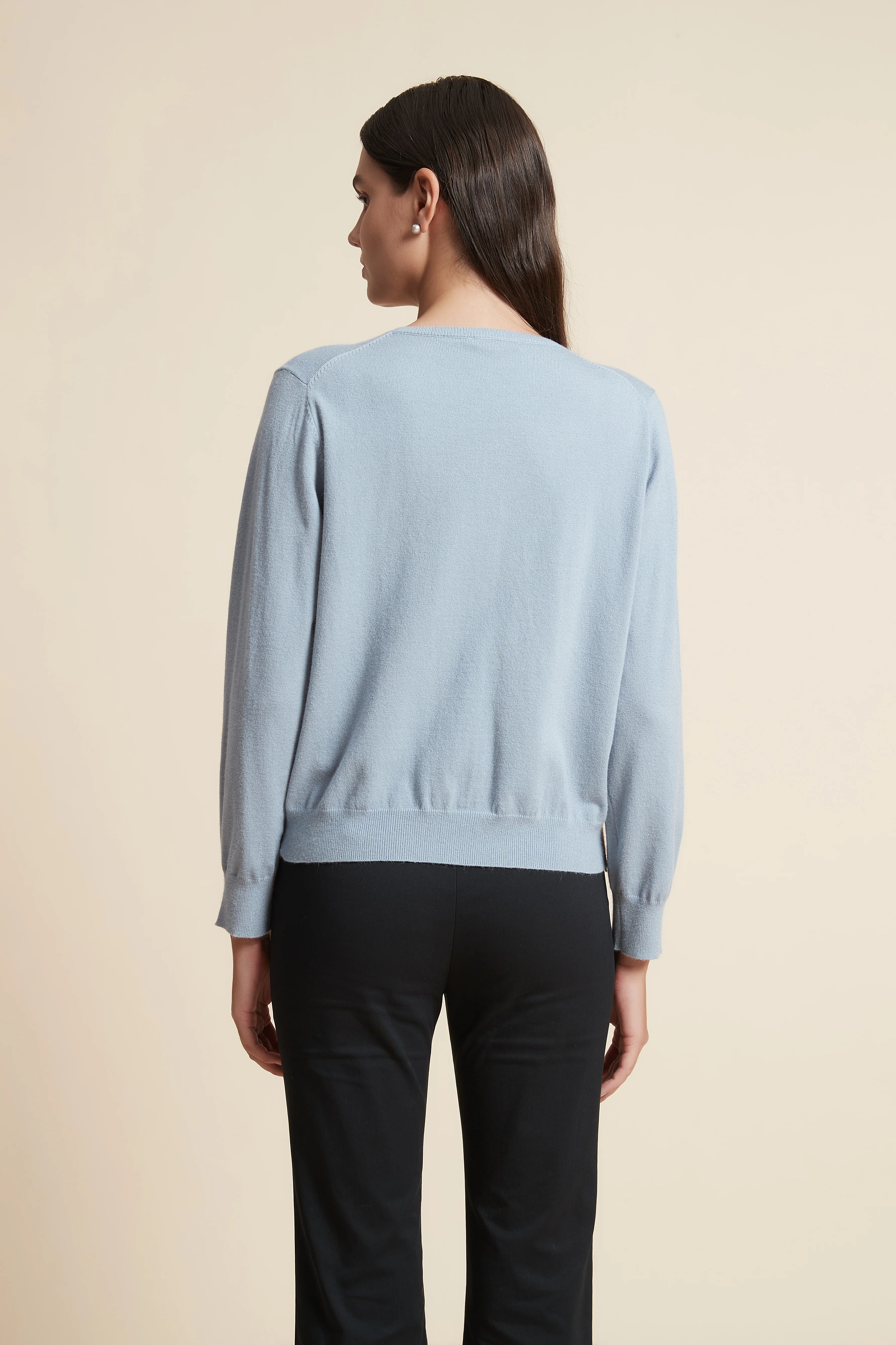 Width Length Long Sleeve Round Neck T-Shirt - Image 11