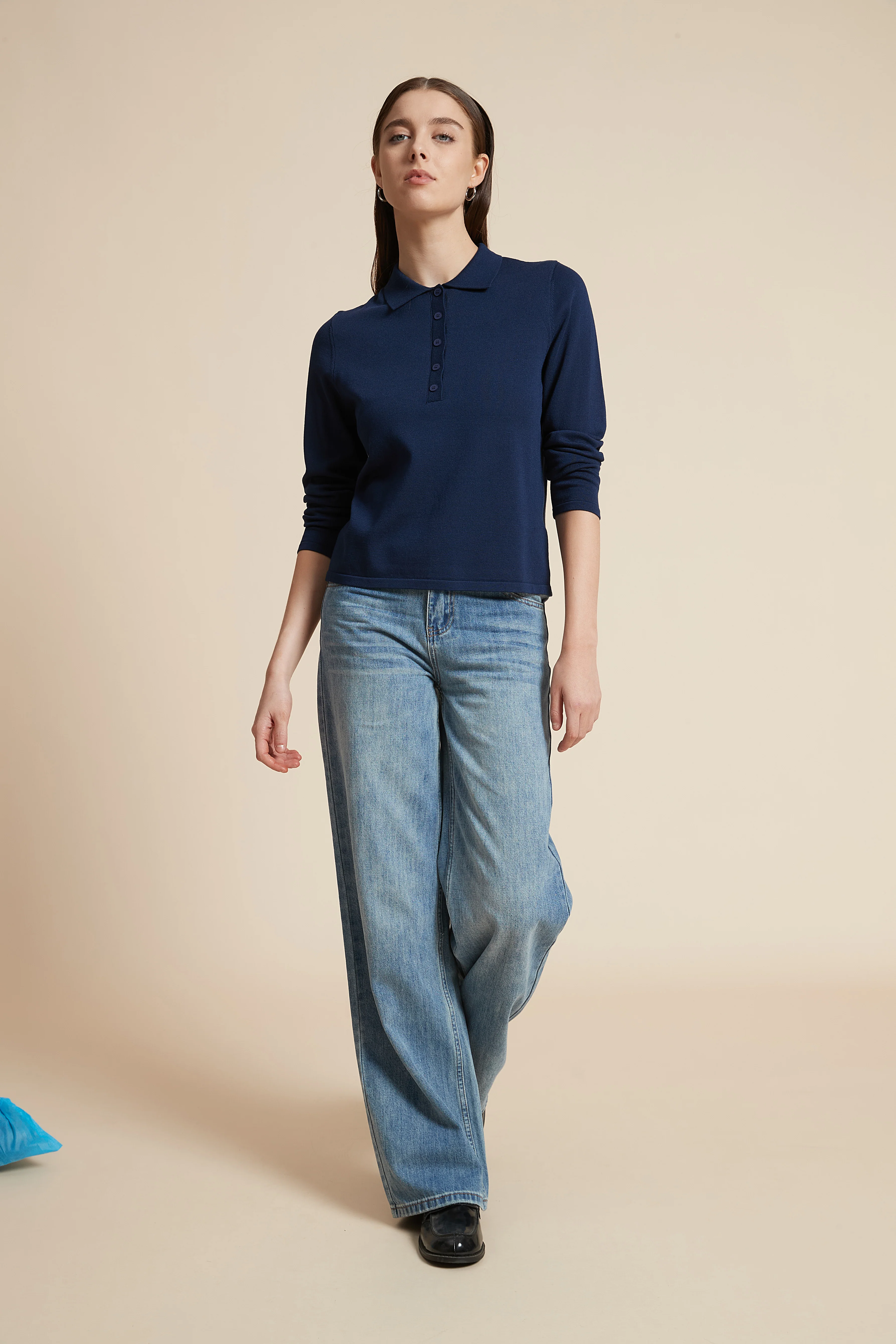 Long Sleeve Shirt Collar Blouse - Image 12
