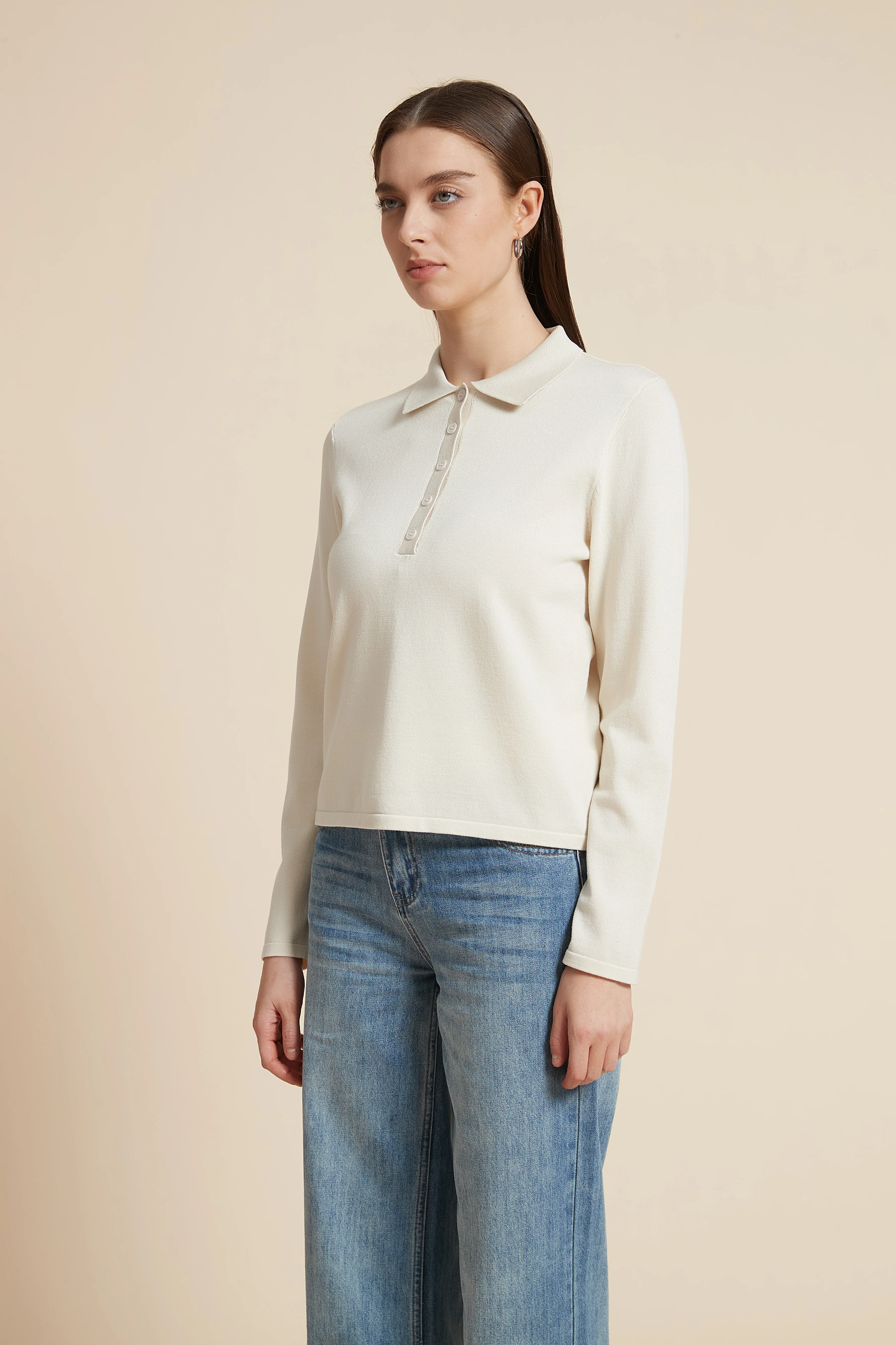 Long Sleeve Shirt Collar Blouse - Image 3