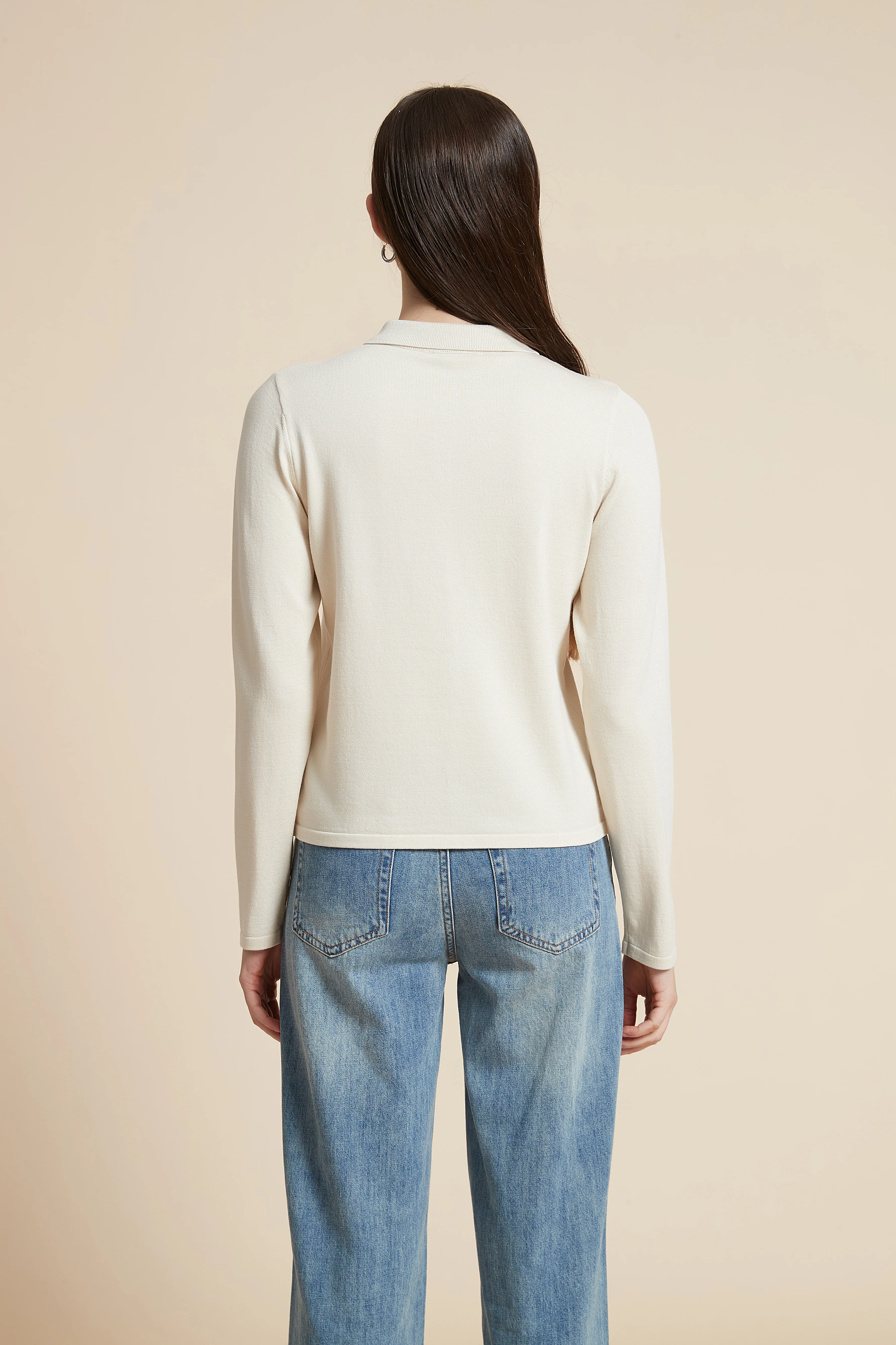 Long Sleeve Shirt Collar Blouse - Image 5
