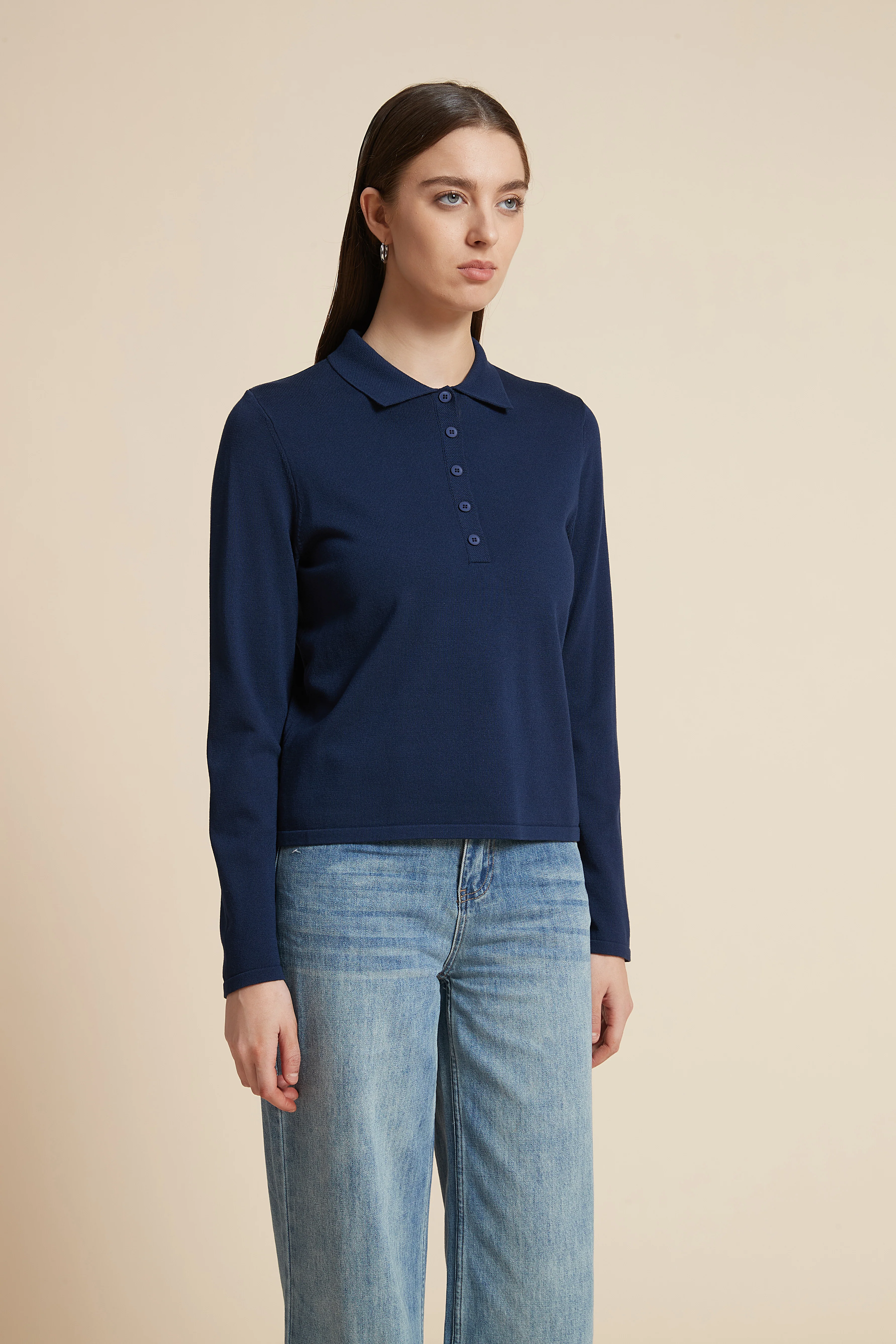 Long Sleeve Shirt Collar Blouse - Image 9