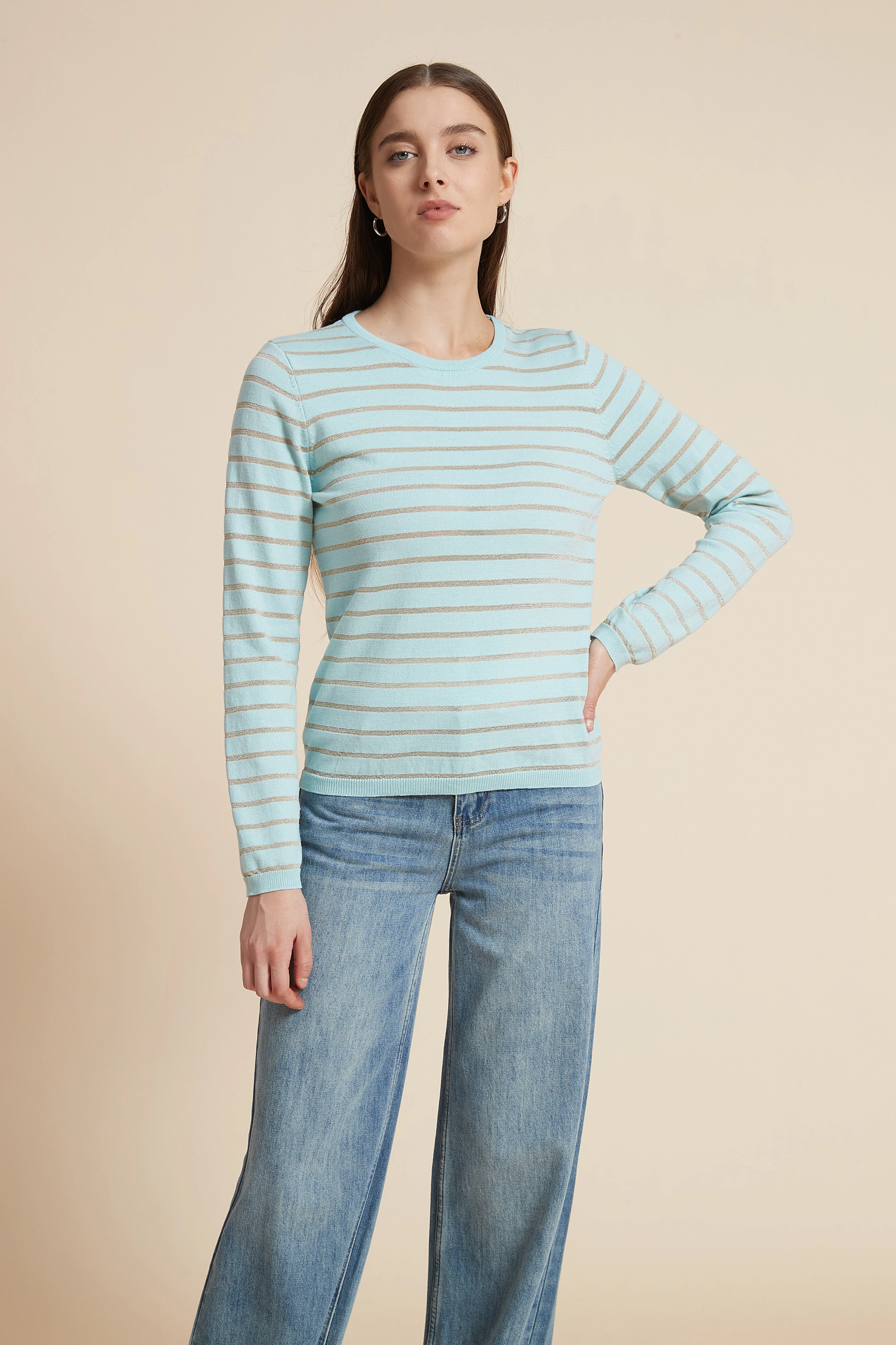 Striped Round Neck Blouse