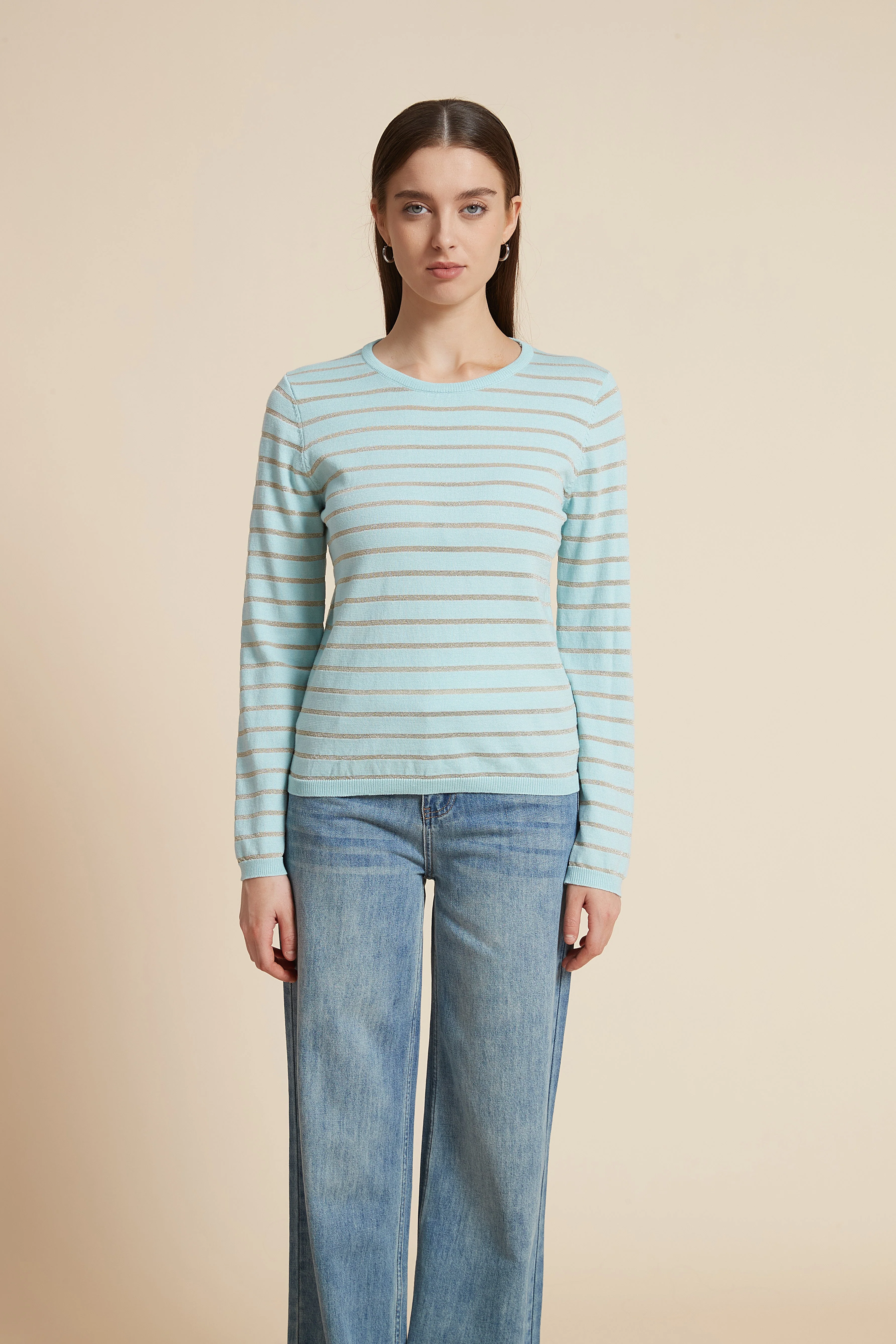 Striped Round Neck Blouse - Image 2