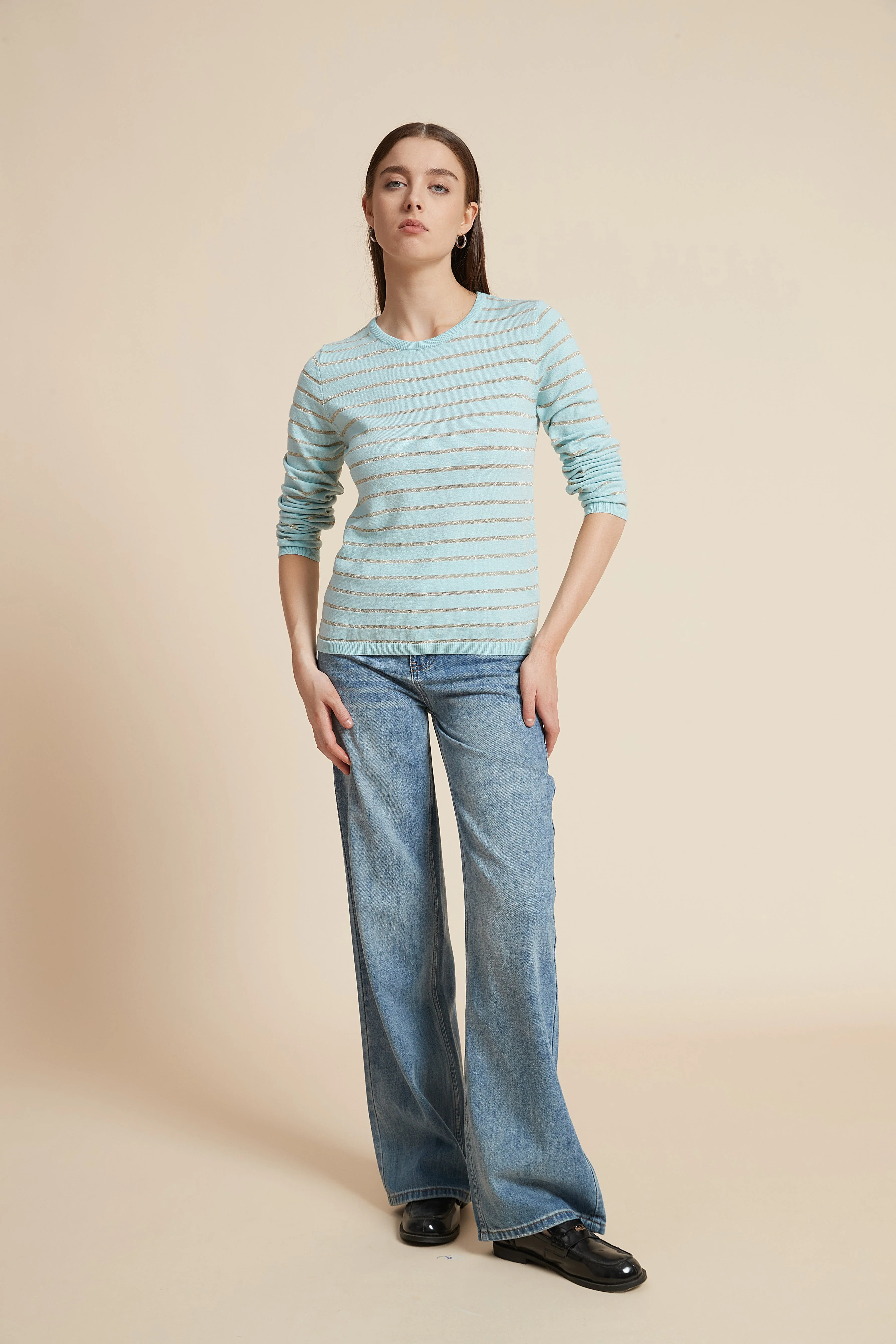 Striped Round Neck Blouse - Image 3