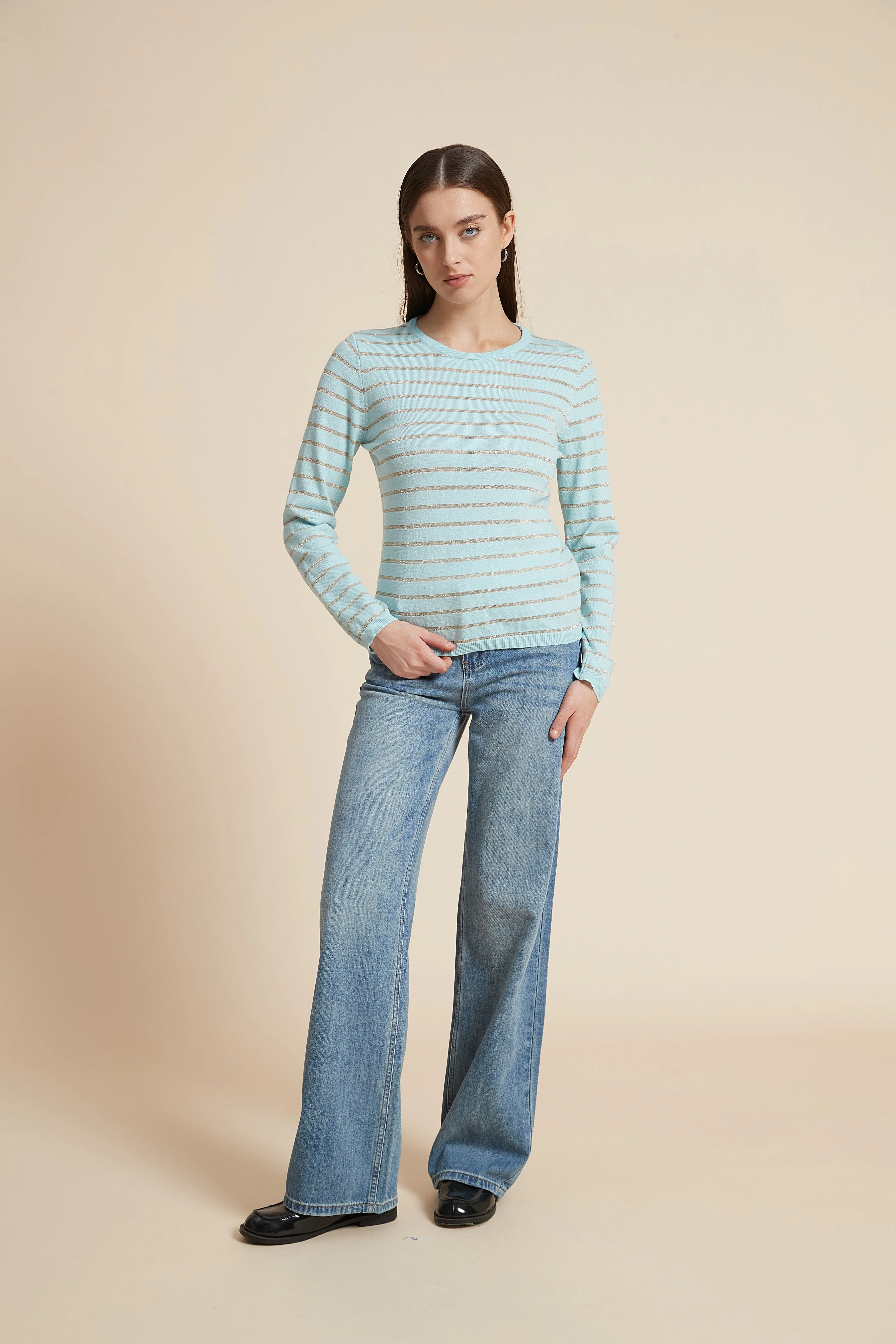 Striped Round Neck Blouse - Image 4