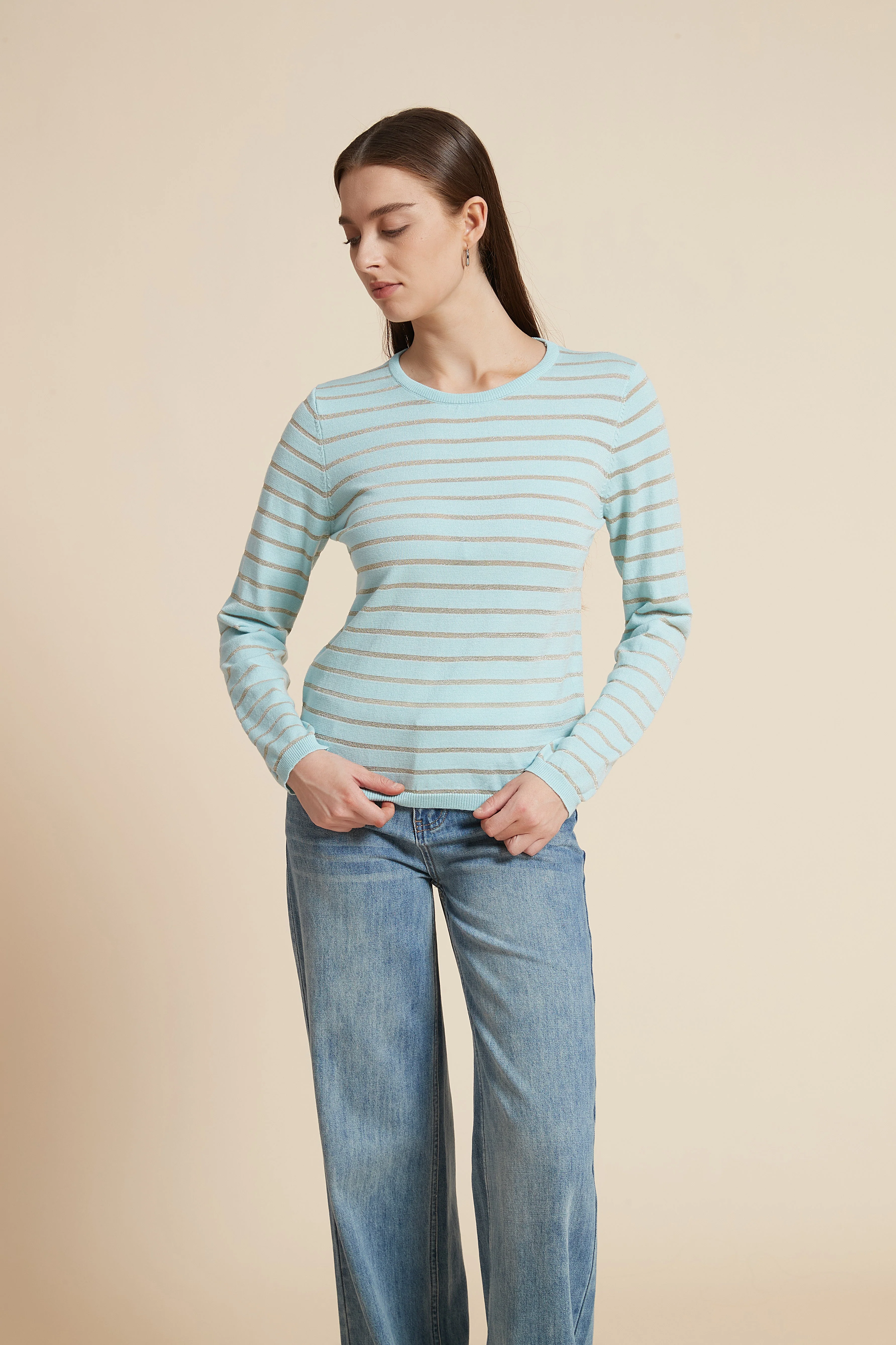 Striped Round Neck Blouse - Image 5