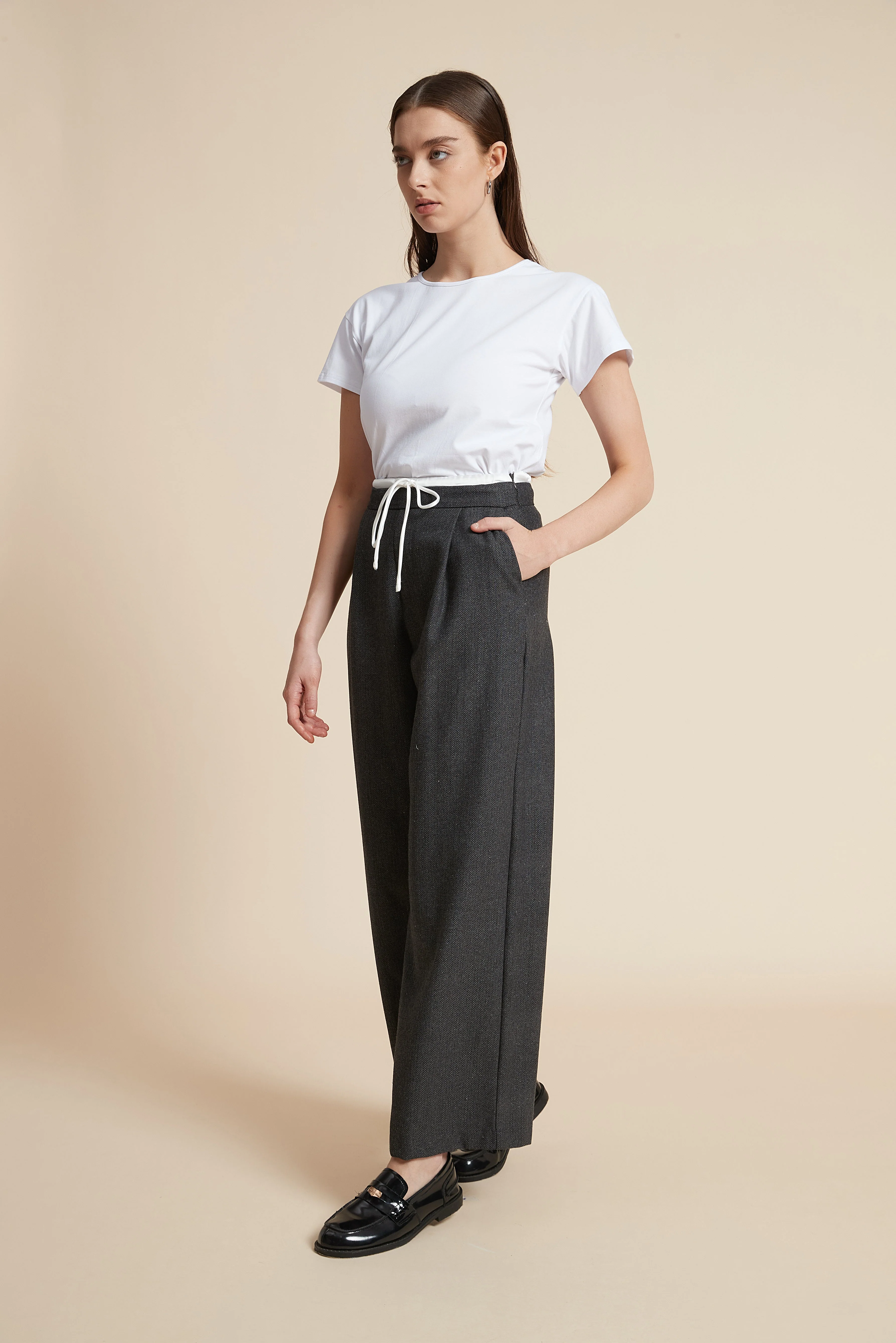 Wide Leg Plain Pants - Image 4