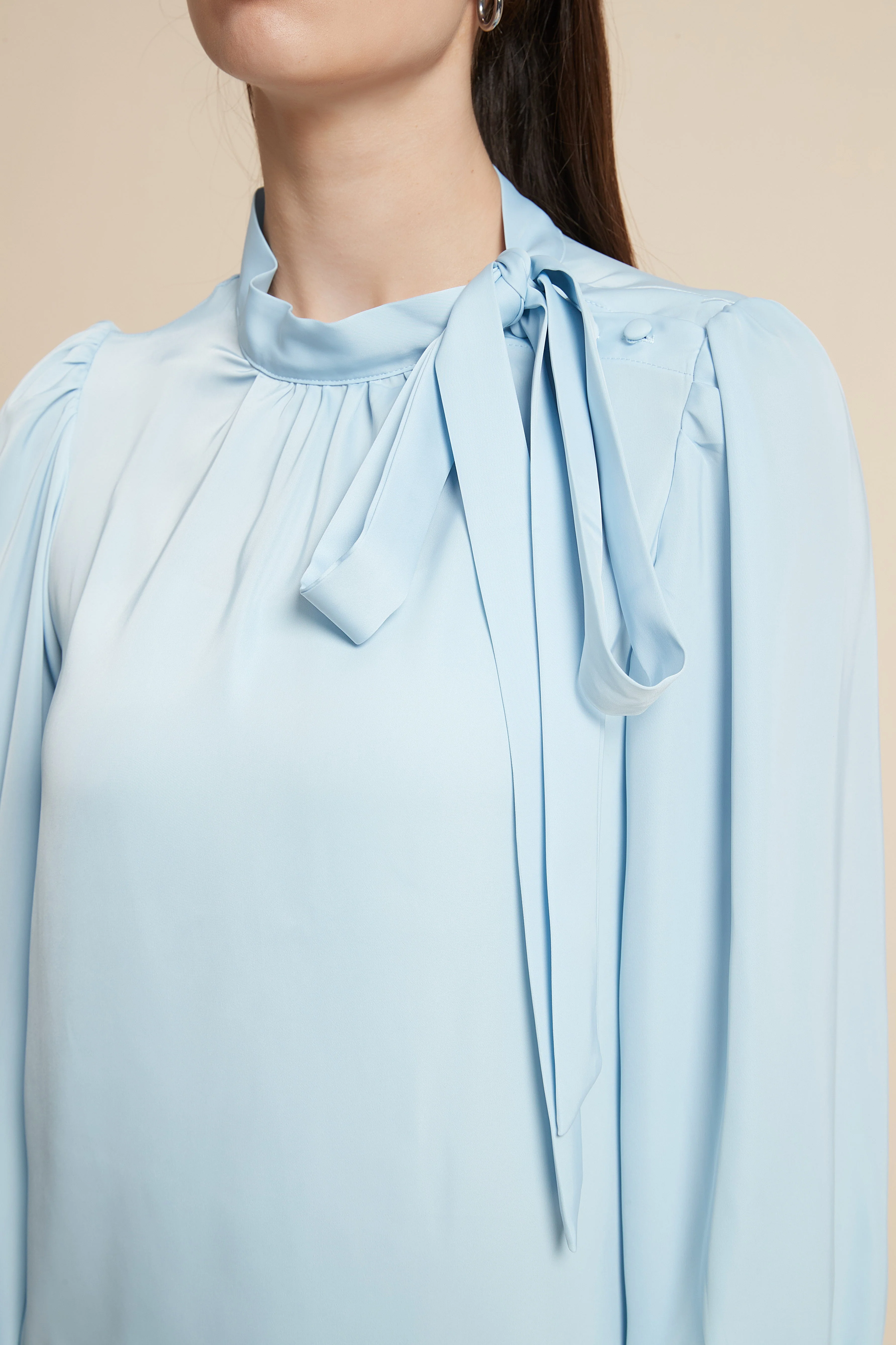 Long Sleeve Solid Blouse - Image 3