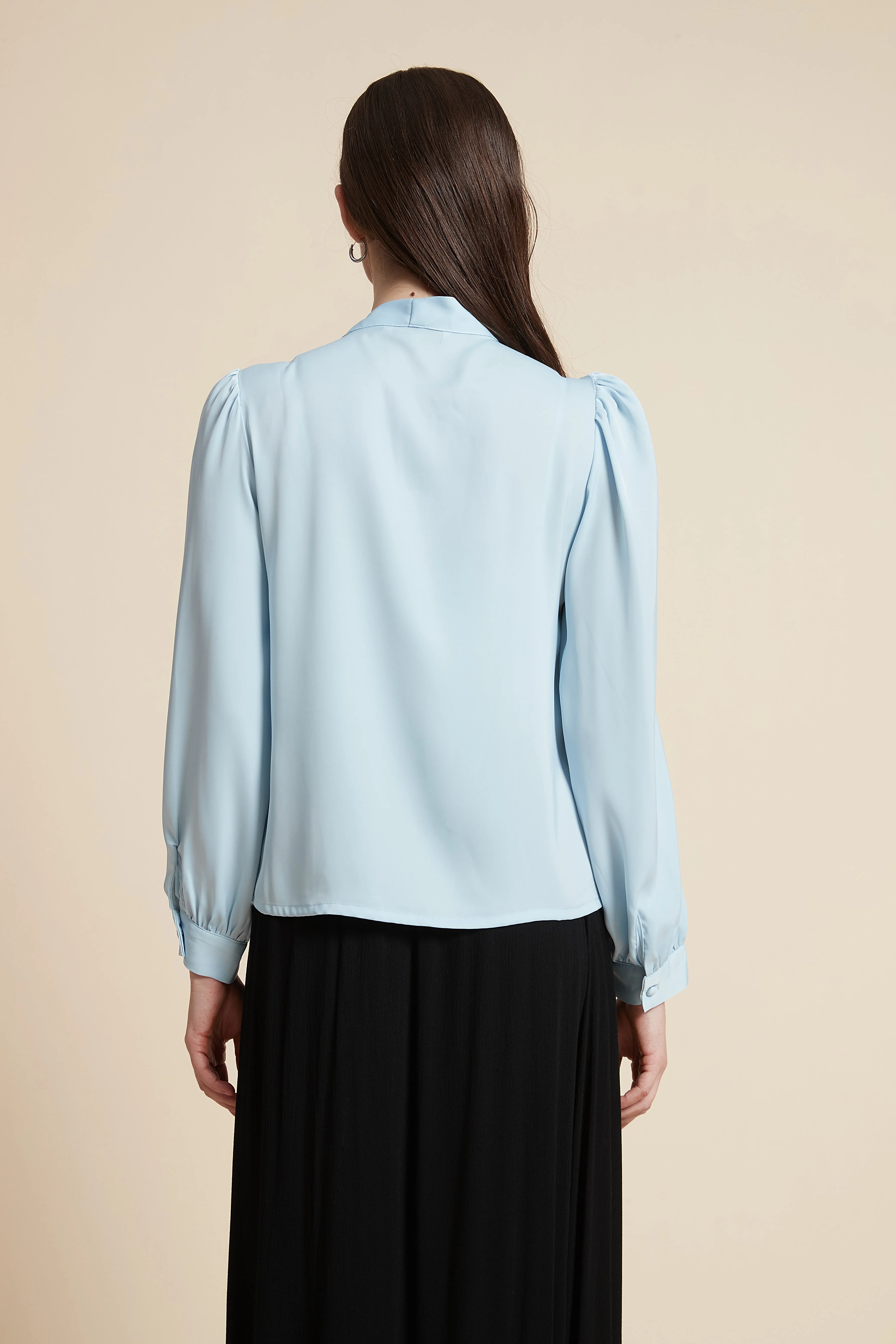 Long Sleeve Solid Blouse - Image 4