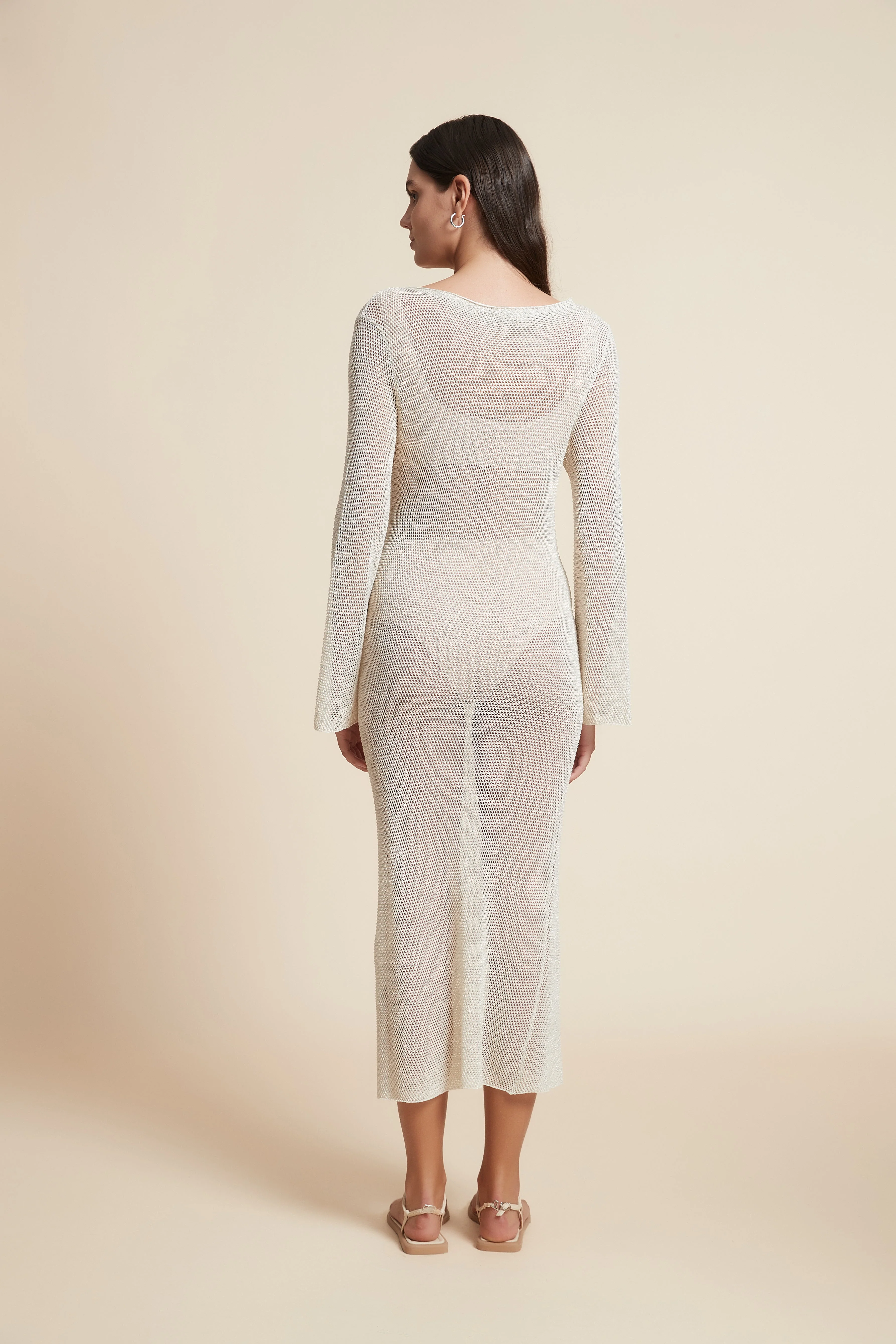 Long Sleeve Lace Midi Dress - Image 5