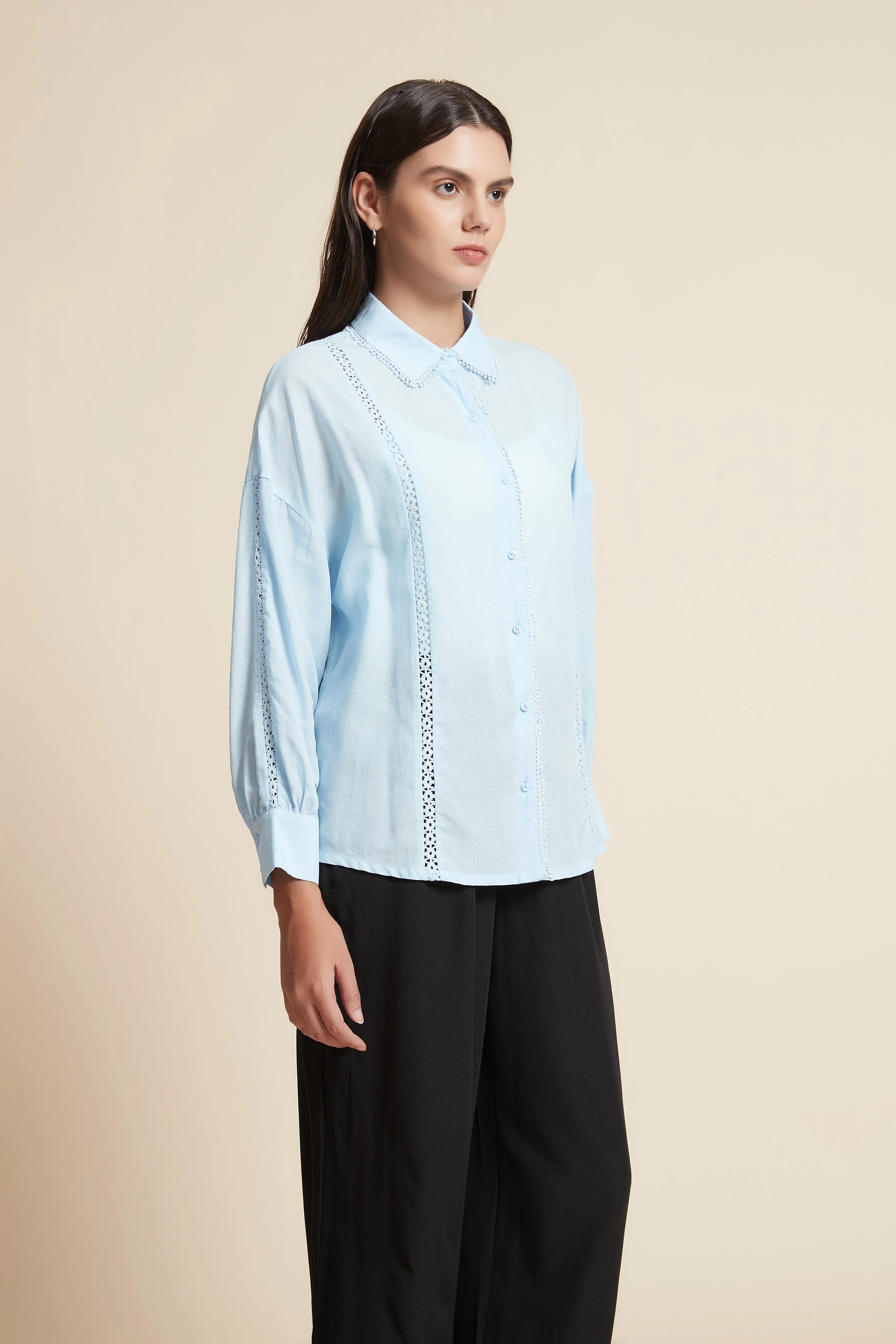 Long Sleeve Cropped Blouse - Image 3