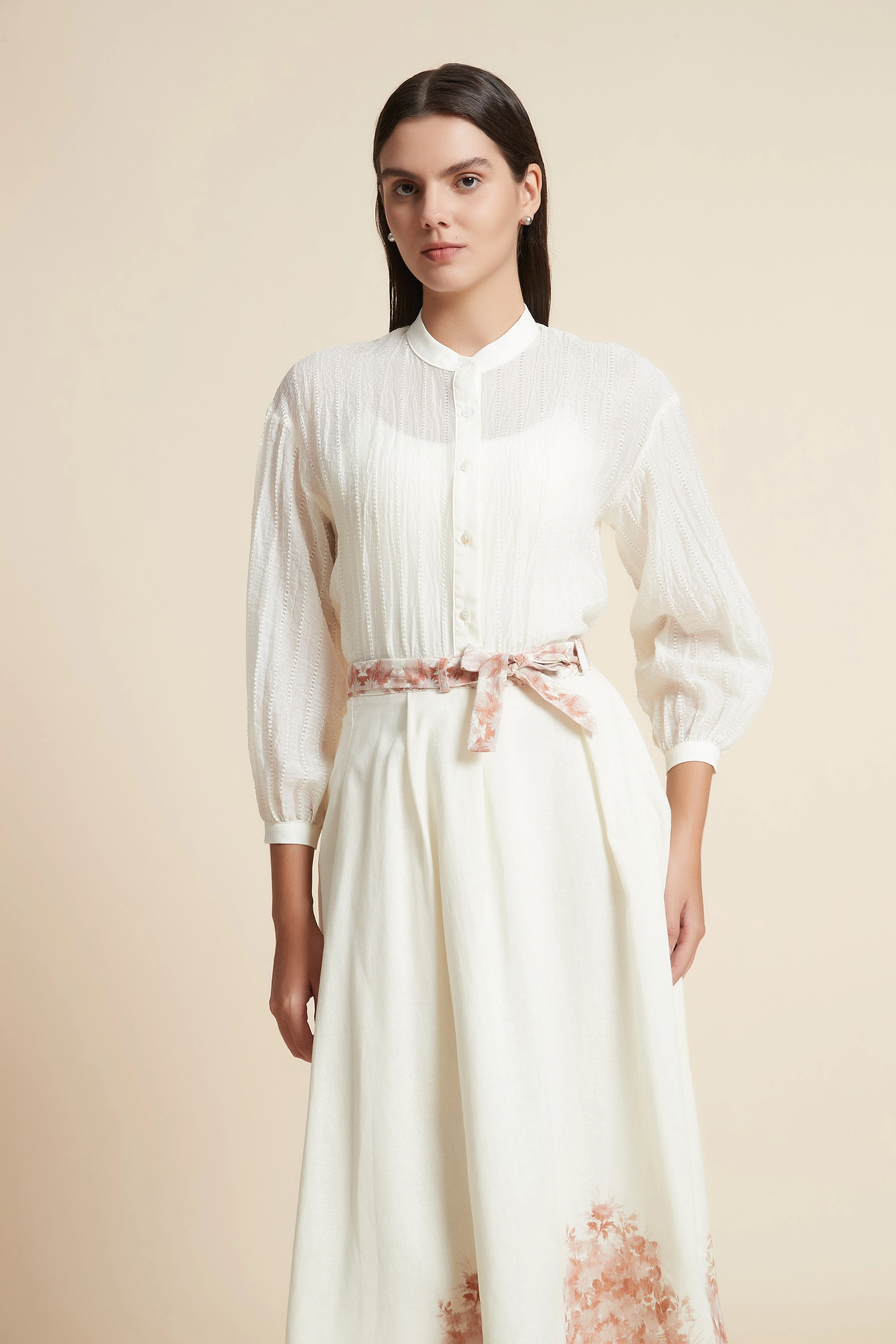 Button-Up Long Sleeve Cropped Top - Image 2